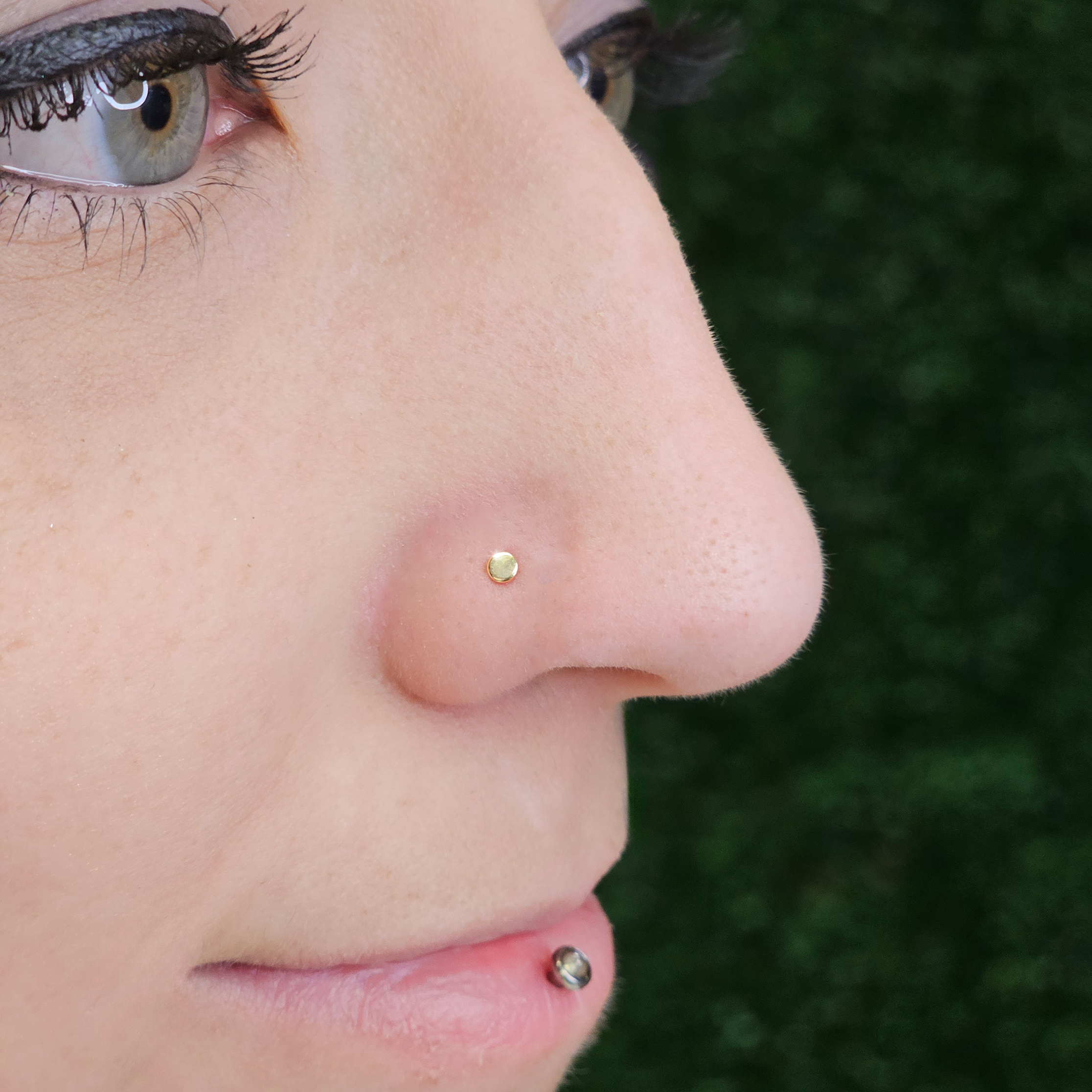 20G Solid 14k Gold Flat Disc Nose Bone