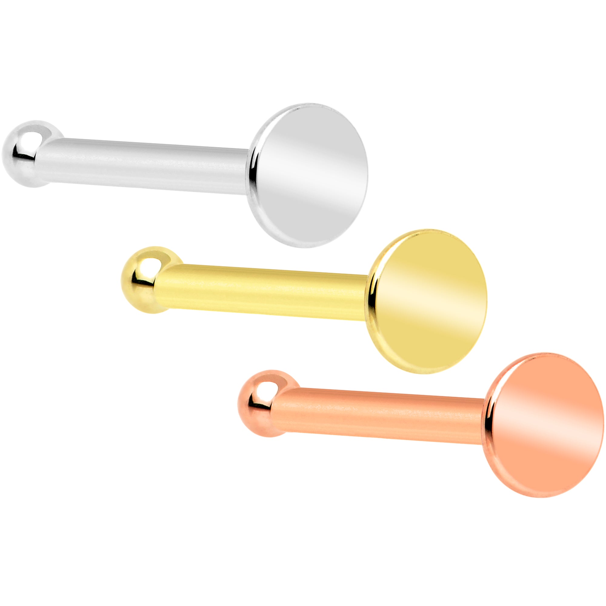 20 Gauge Solid Gold Flat Disc Nose Bone