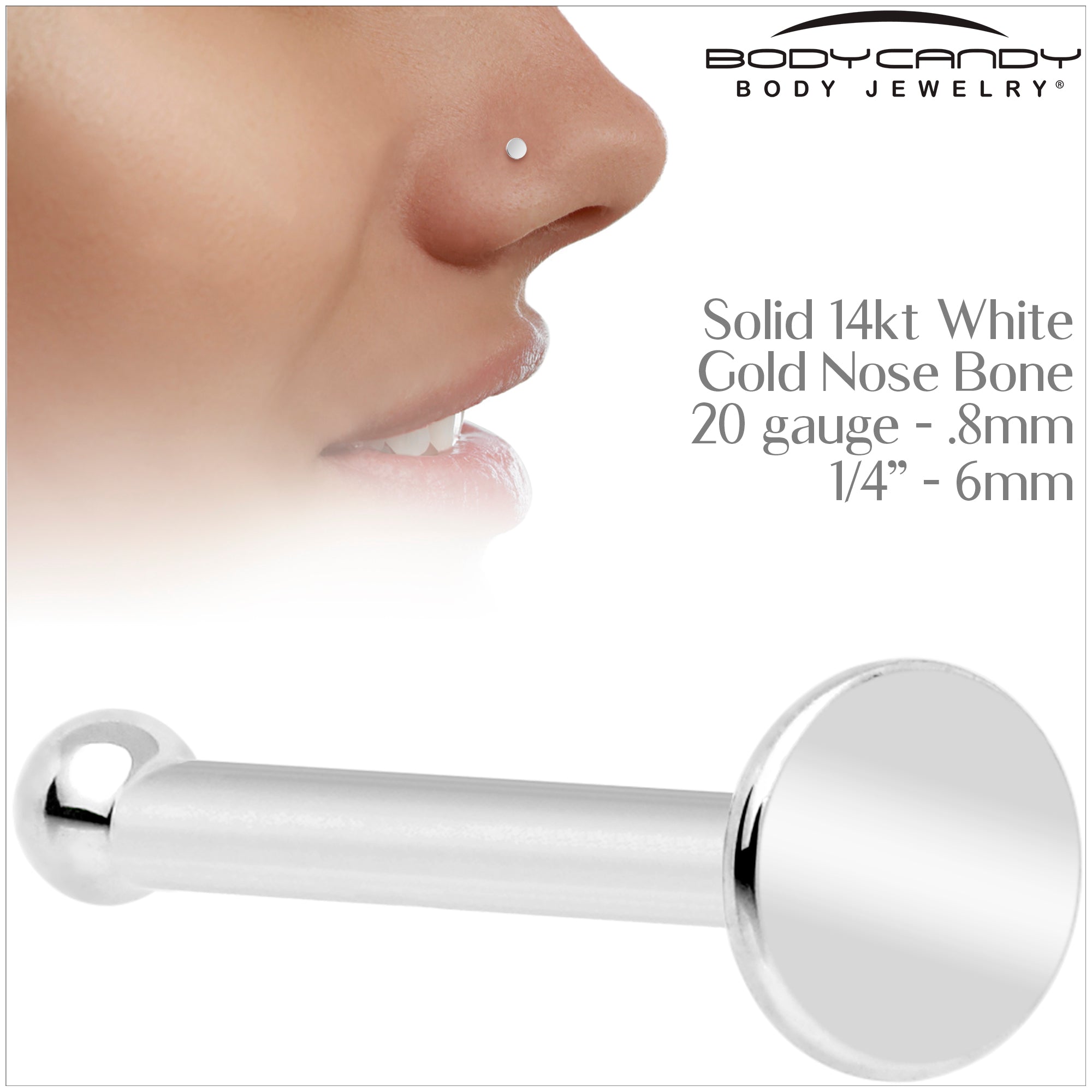 14k Gold Flat Disc Nose Bone 20 Gauge