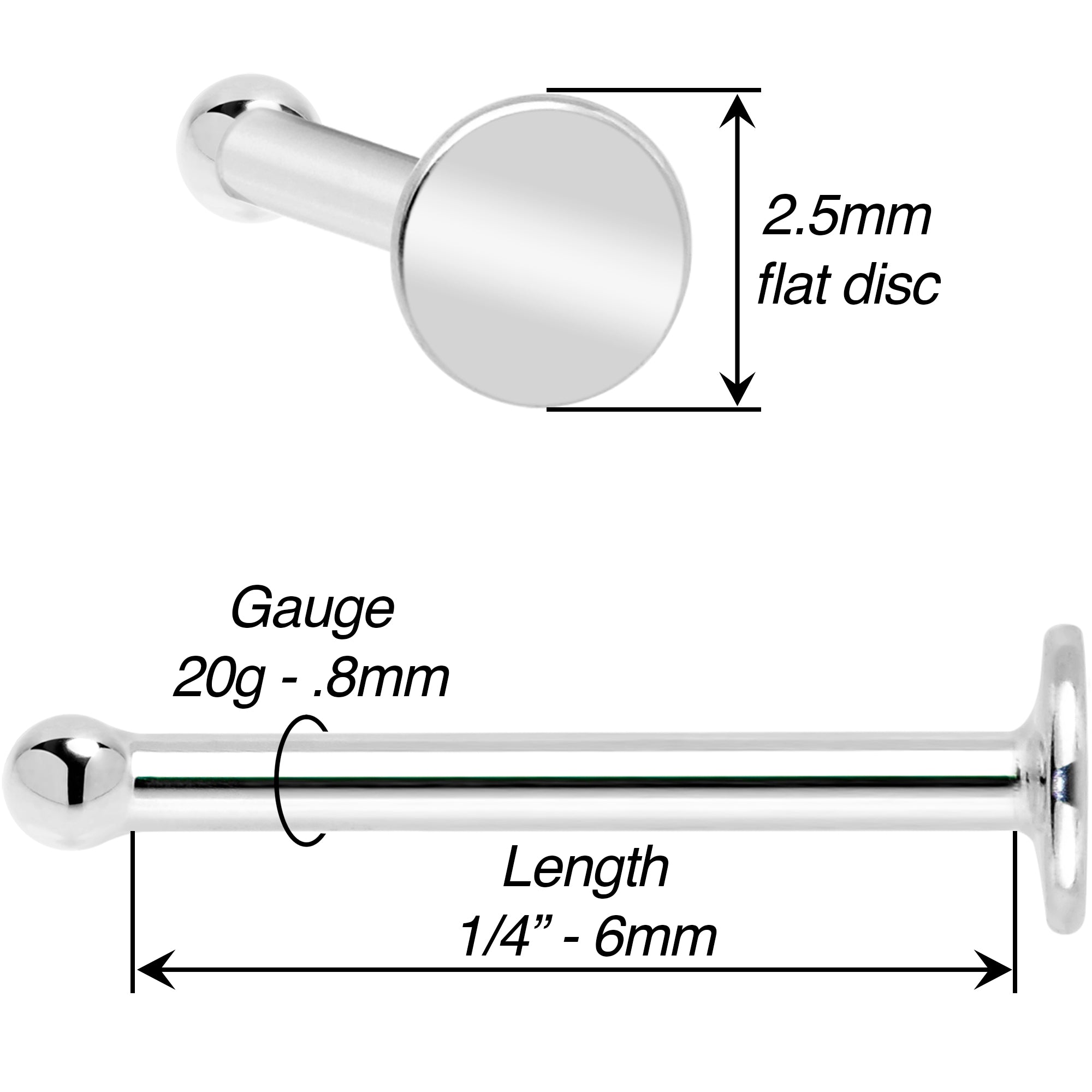 20 Gauge Gold Nose Bone with Flat Disc