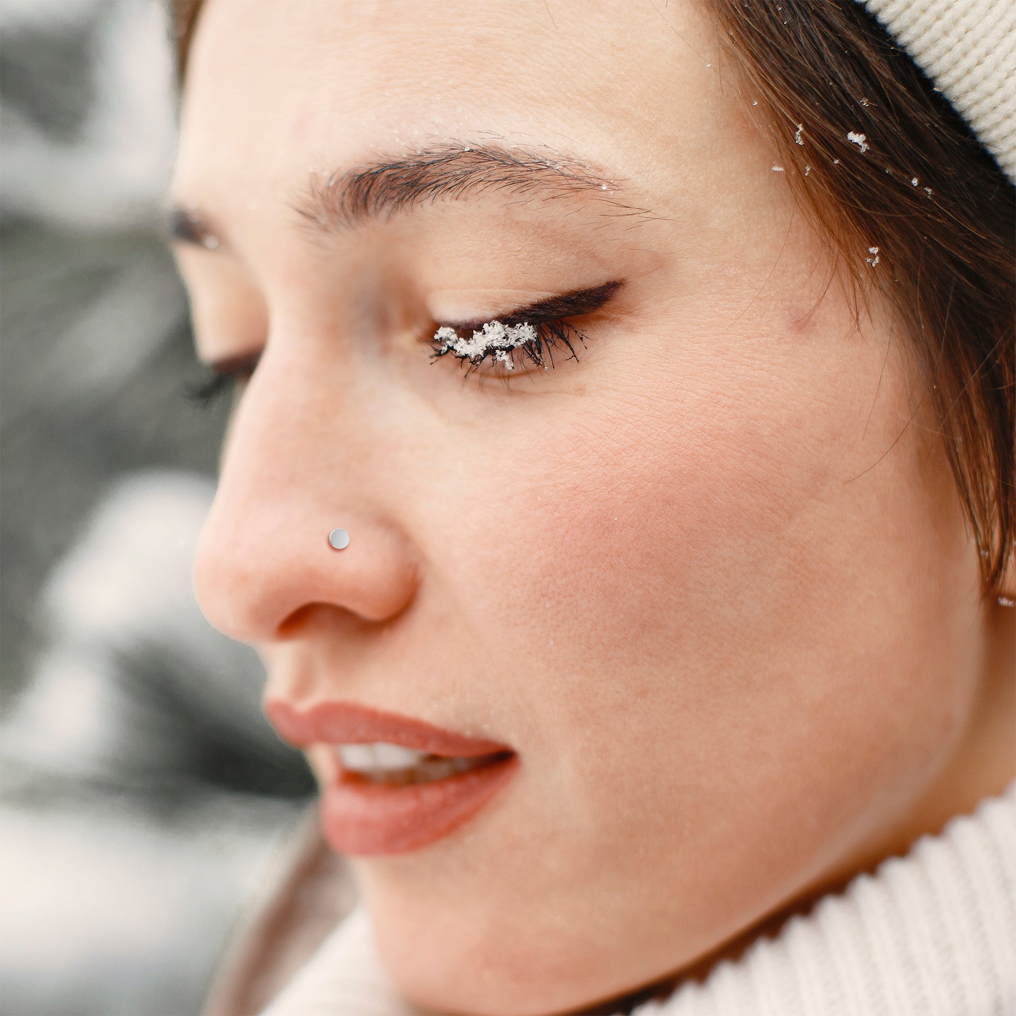 14k Gold Nose Bone with Flat Disc 20 Gauge