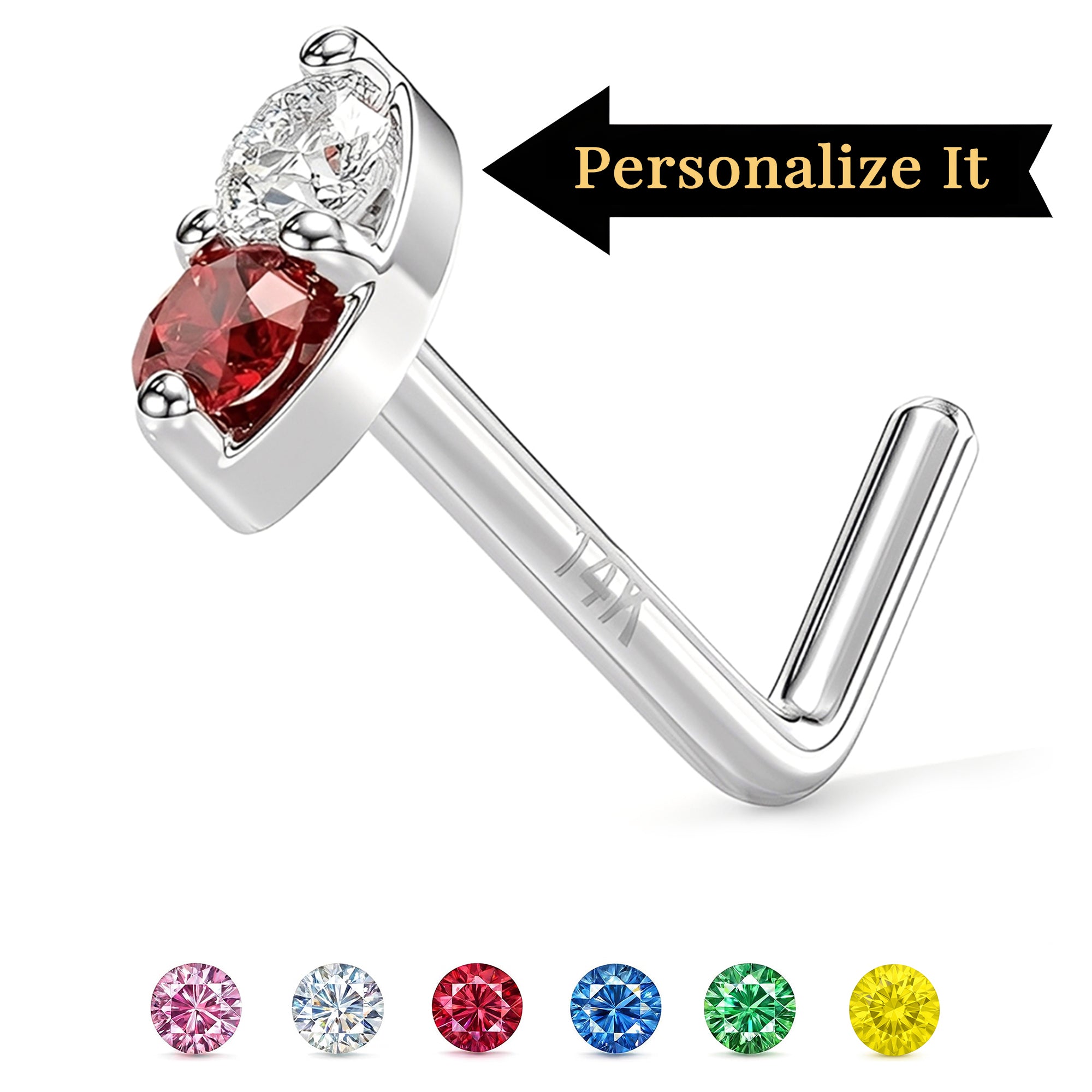 14K Gold Nose Ring with Customizable Marquise - Lab Grown Diamond