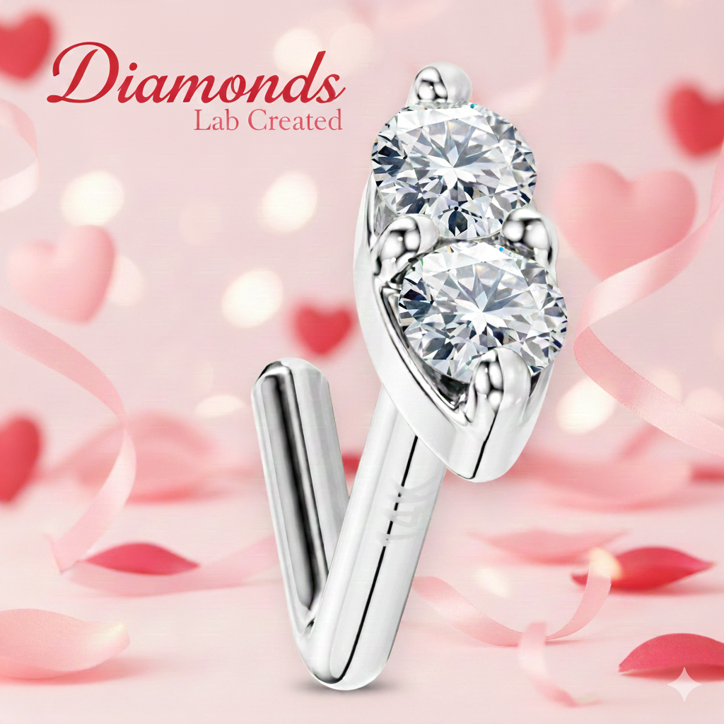 14K Gold Nose Ring with Customizable Marquise - Lab Grown Diamond