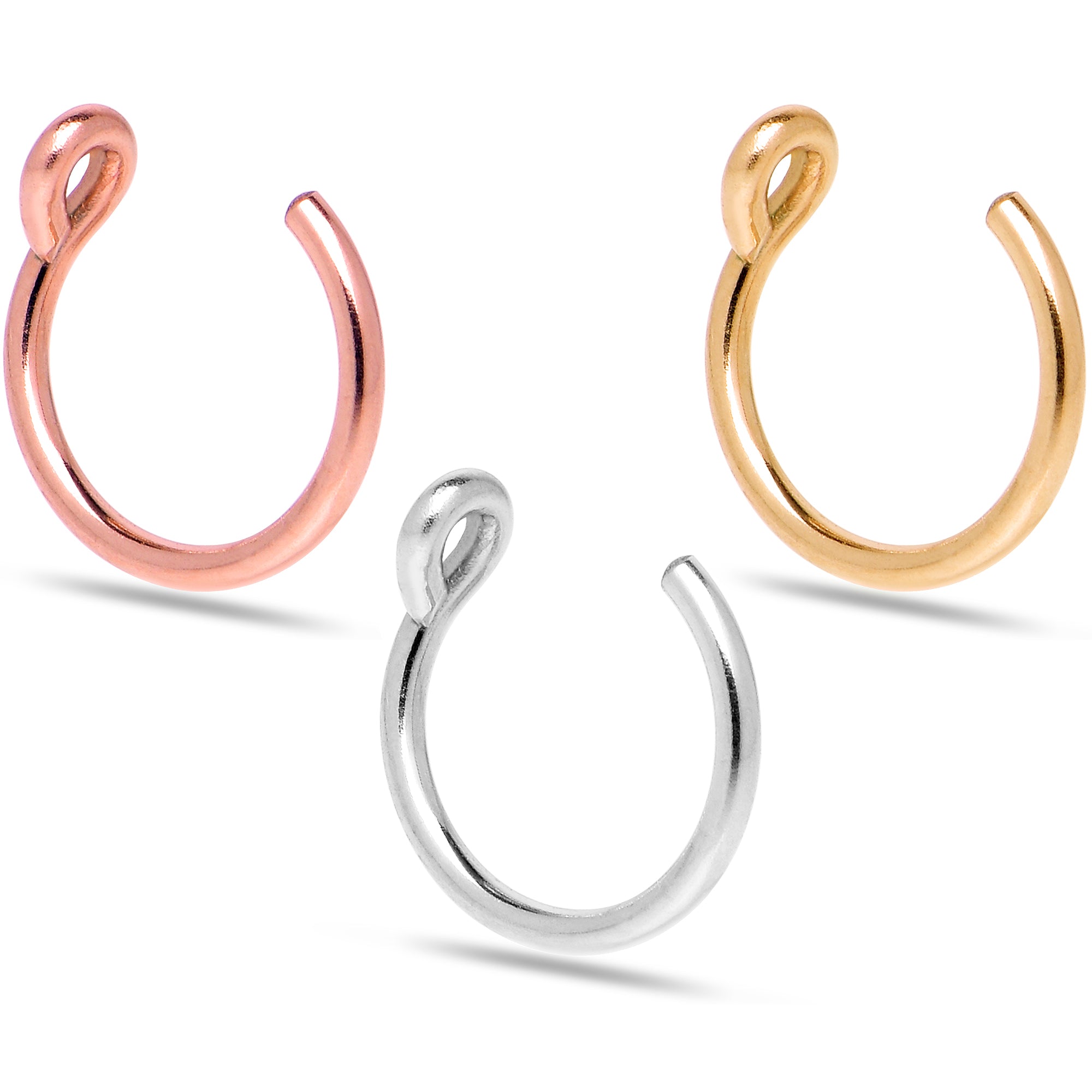 3 Pack 14k Gold Filled and 925 Silver Fake Nose Rings