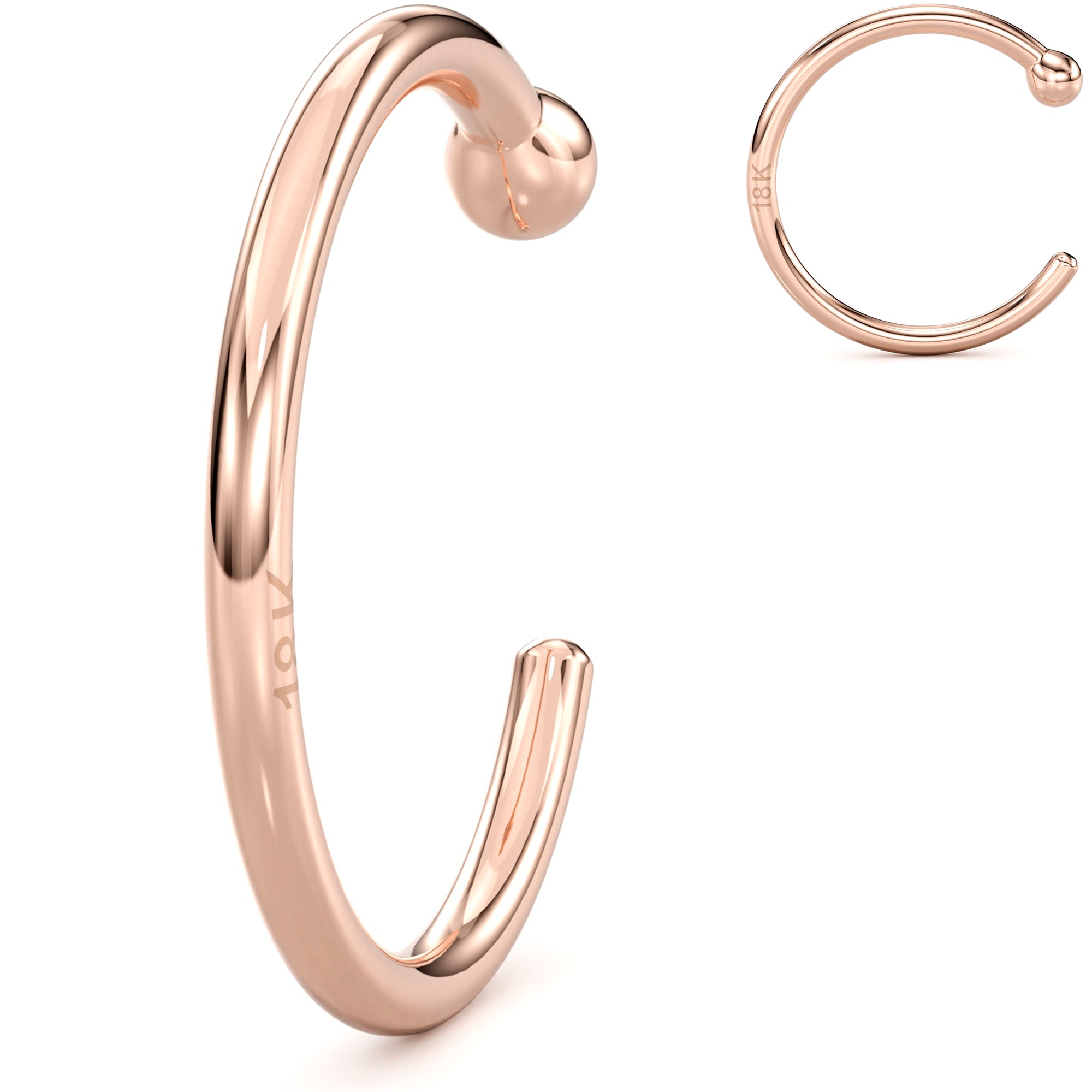 solid rose gold nose hoop made in the USA
