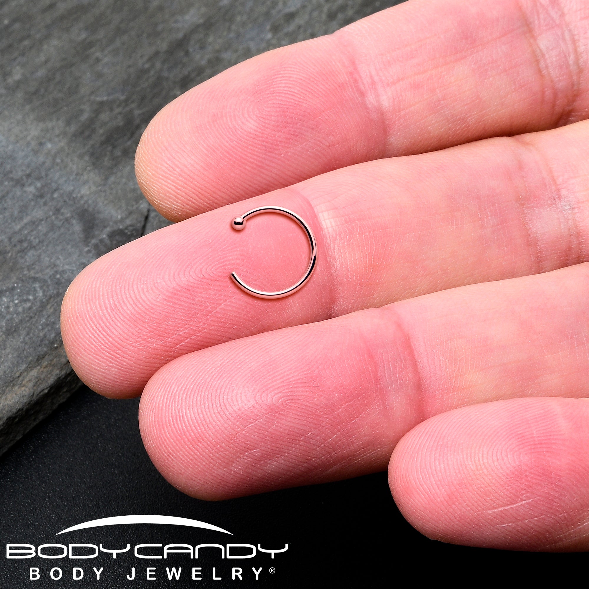 solid 18KT rose gold nose hoop