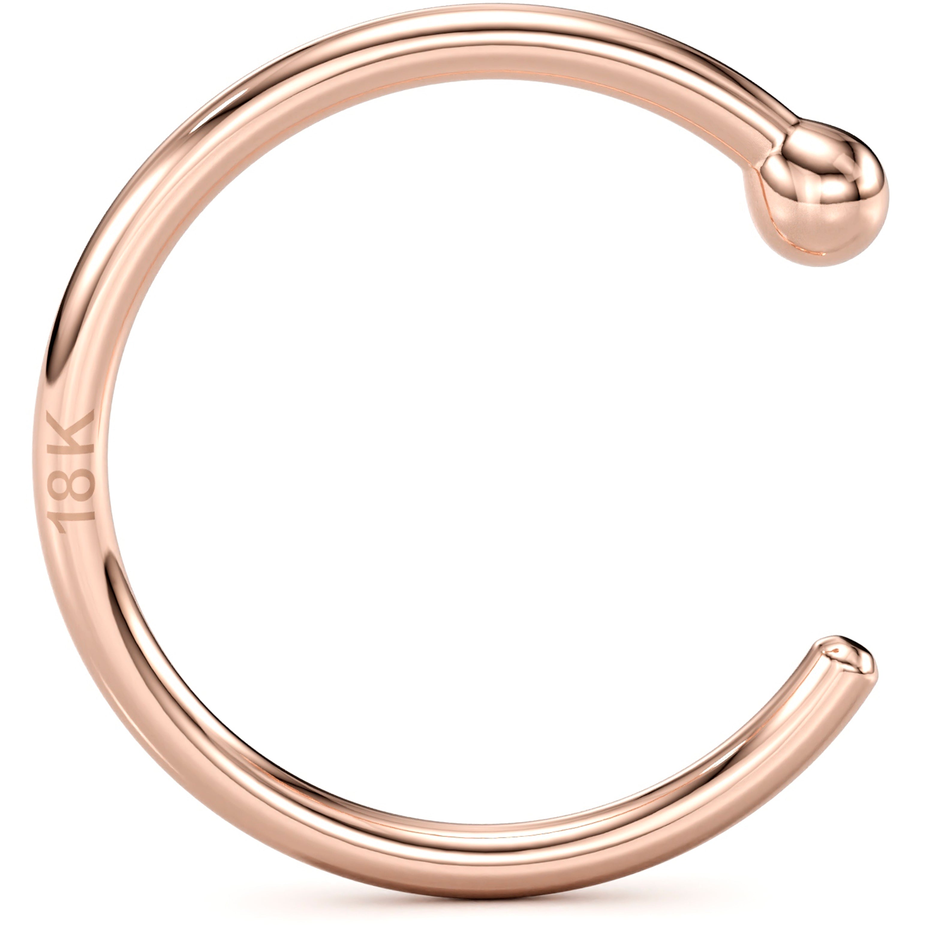 10mm diameter solid gold nose hoop