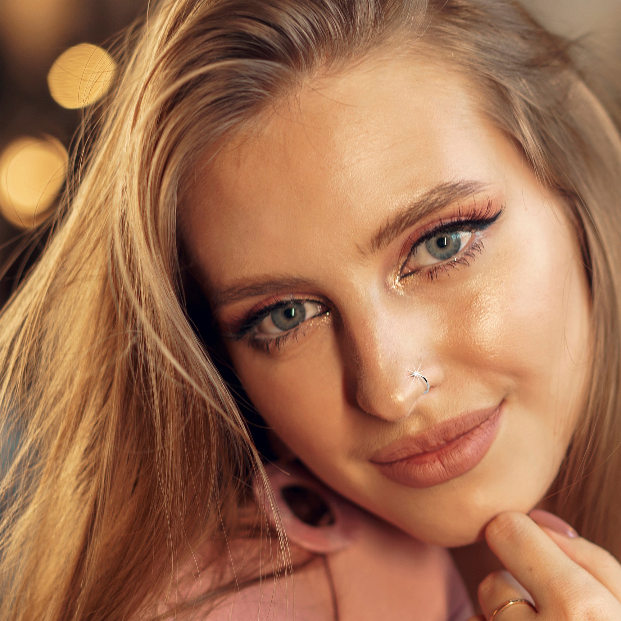 Platinum 18 gauge nose hoop made in USA