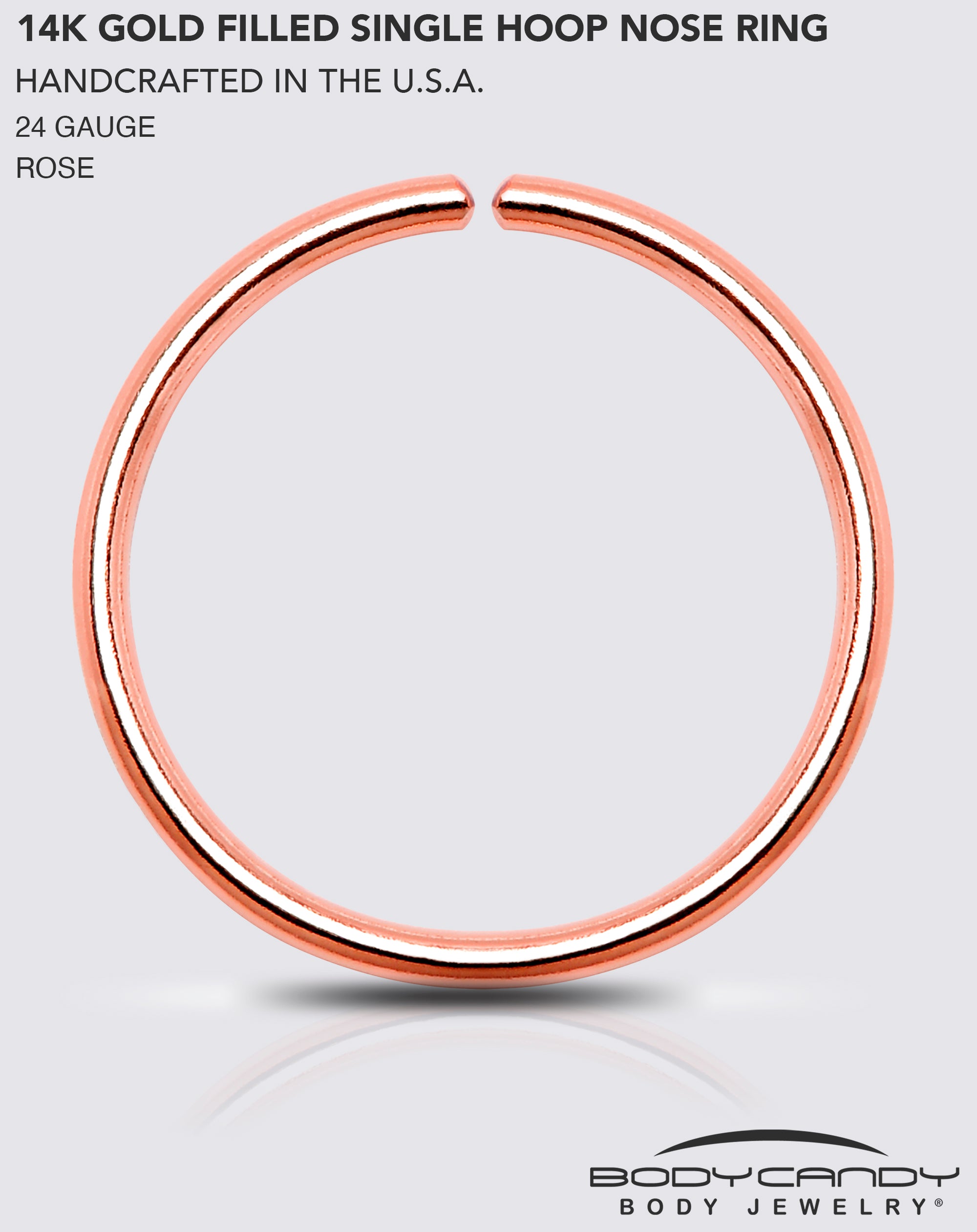 Single Hoop Nose 14k Rose Gold Filled Nose Hoop Ring