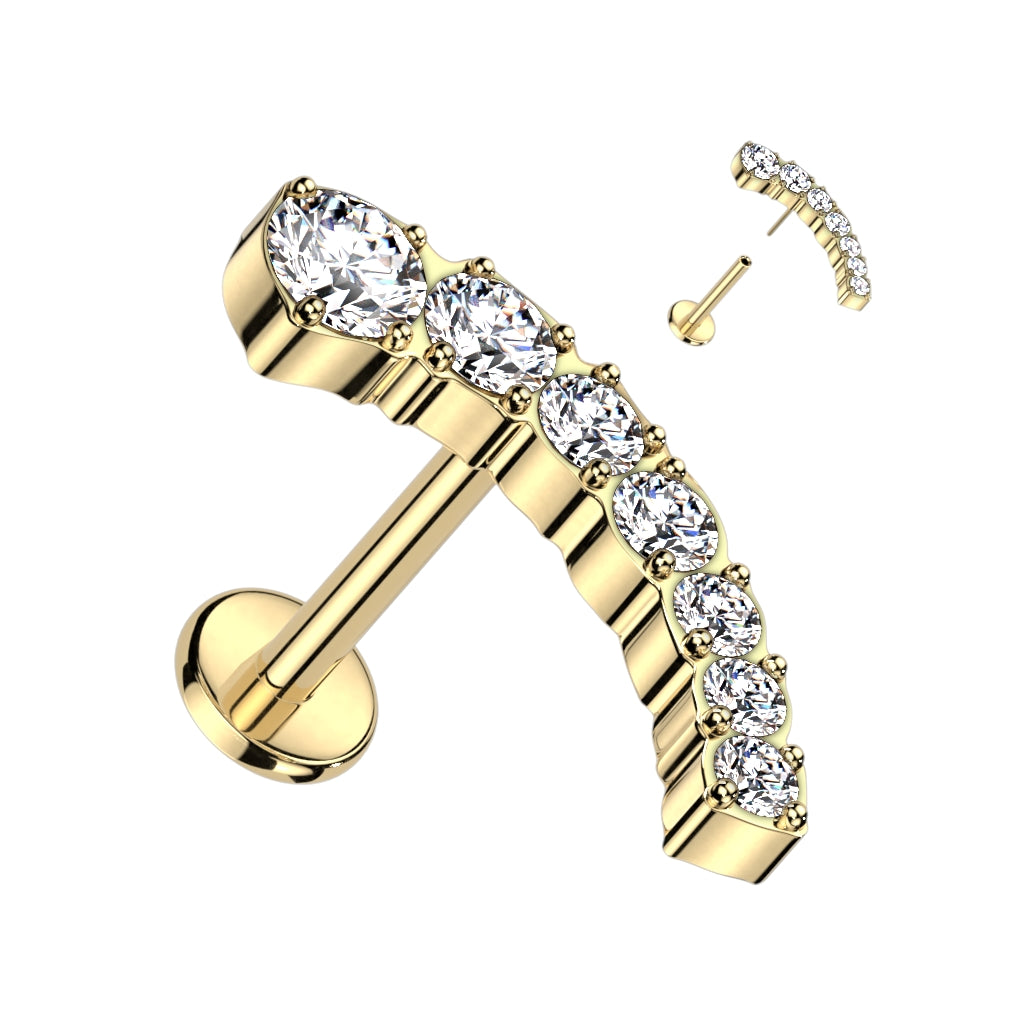 16G 1/4 Implant Grade Titanium Threadless Curved Push In Cartilage Labret