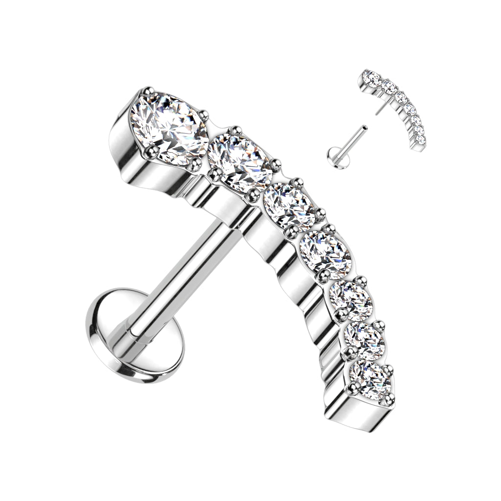 16G 1/4 Implant Grade Titanium Threadless Curved Push In Cartilage Labret