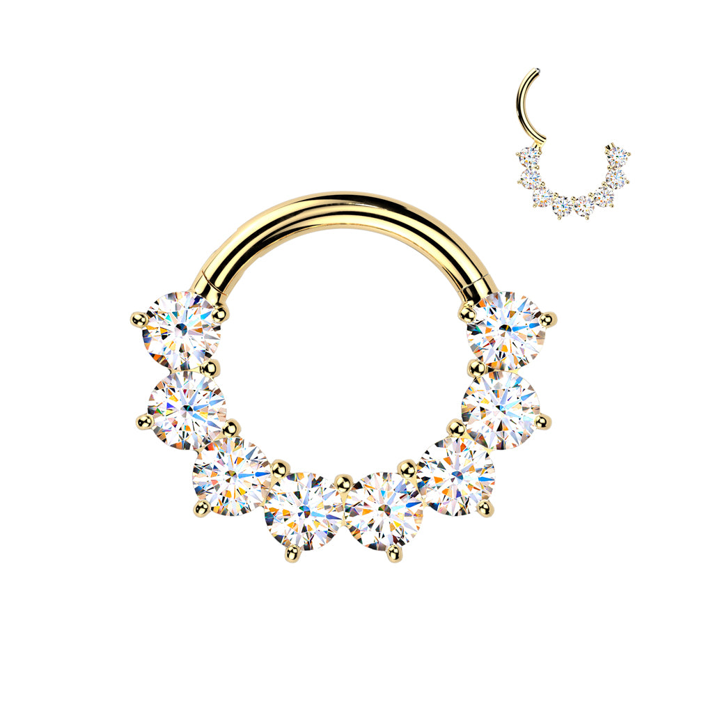 16G 5/16 Moissanite Implant Grade Titanium Forward Facing Hinged Segment Ring