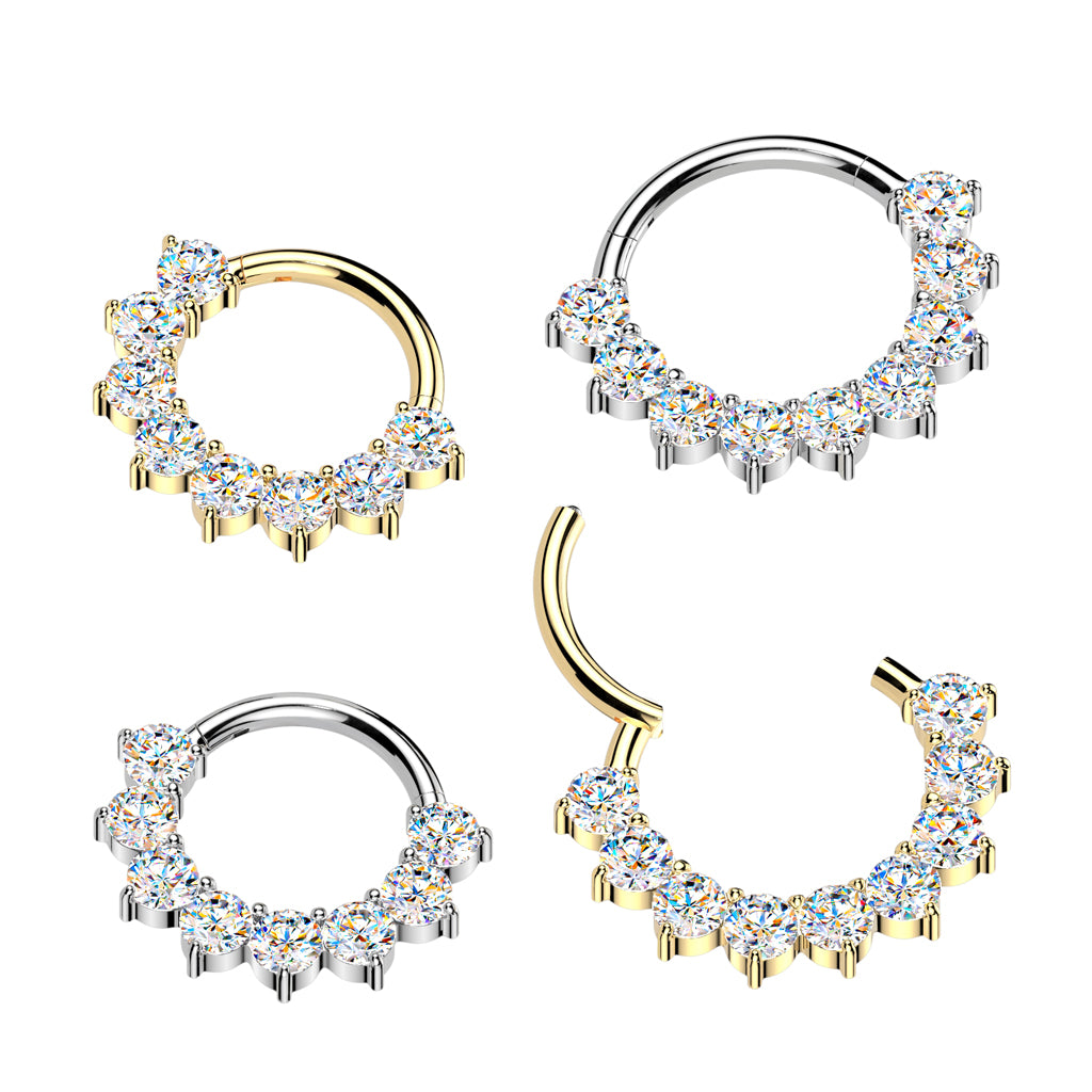 16G 5/16 Moissanite Implant Grade Titanium Forward Facing Hinged Segment Ring