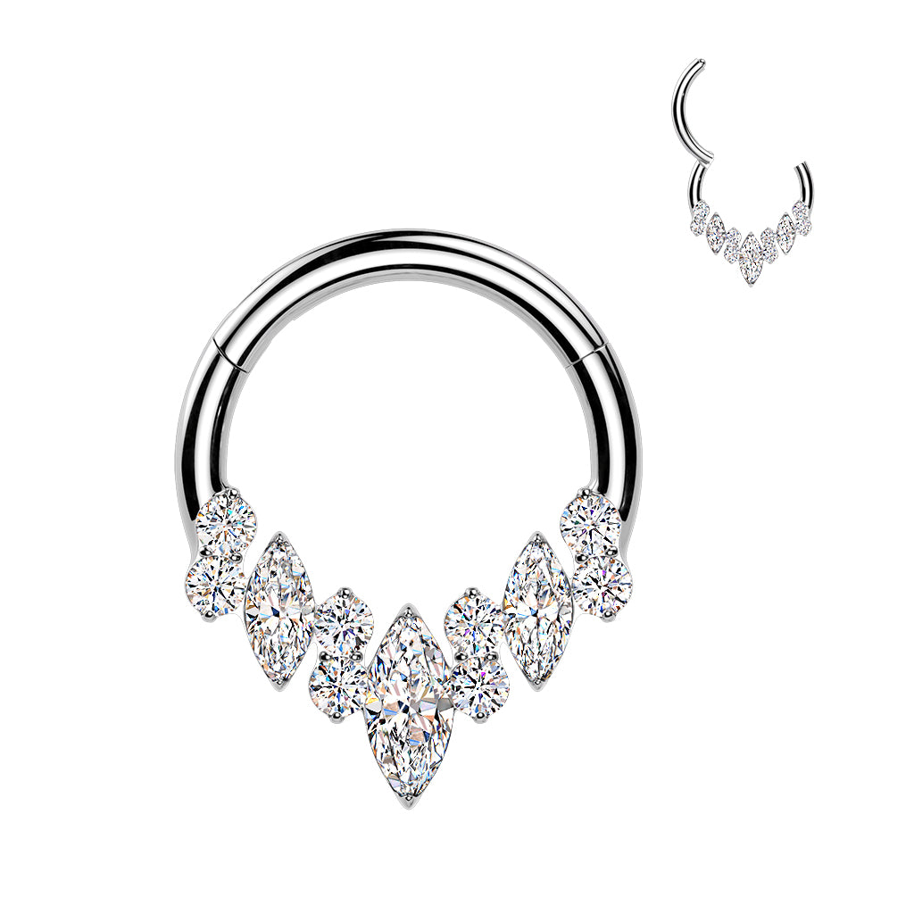 16G 5/16 Implant Grade Titanium Forward Facing CZ Gem Majestic Hinged Segment Ring