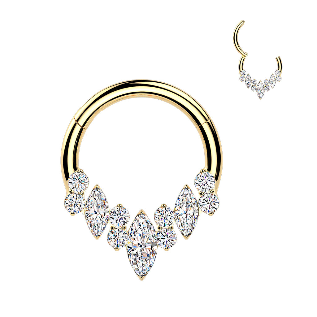 16G 5/16 Implant Grade Titanium Forward Facing CZ Gem Majestic Hinged Segment Ring