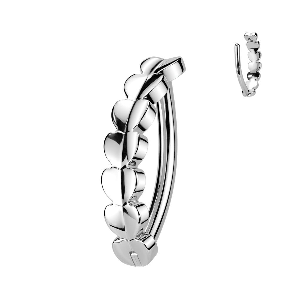 Implant Grade Titanium Chain Of Hearts Hinged Hoop Belly Ring