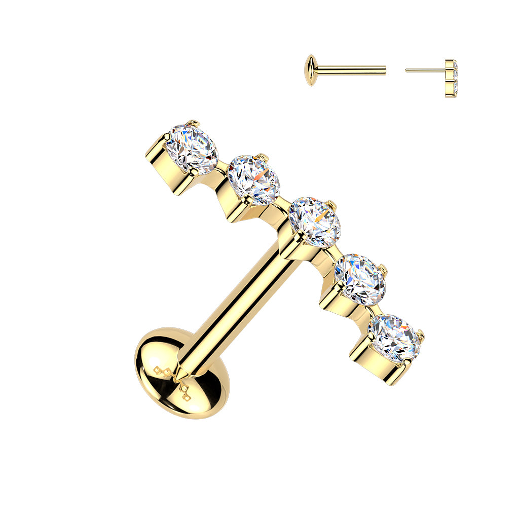 18G 5/16 Moissanite Curved Titanium Threadless Push In Cartilage Earrings
