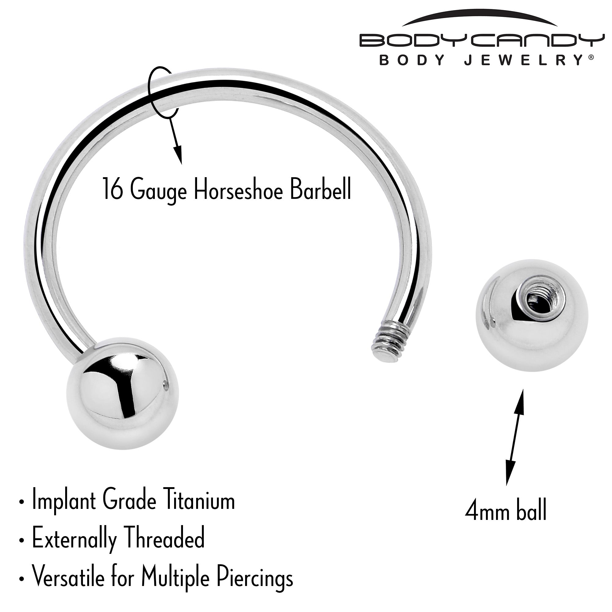 Implant Grade Titanium Externally Threaded Ball Horseshoe