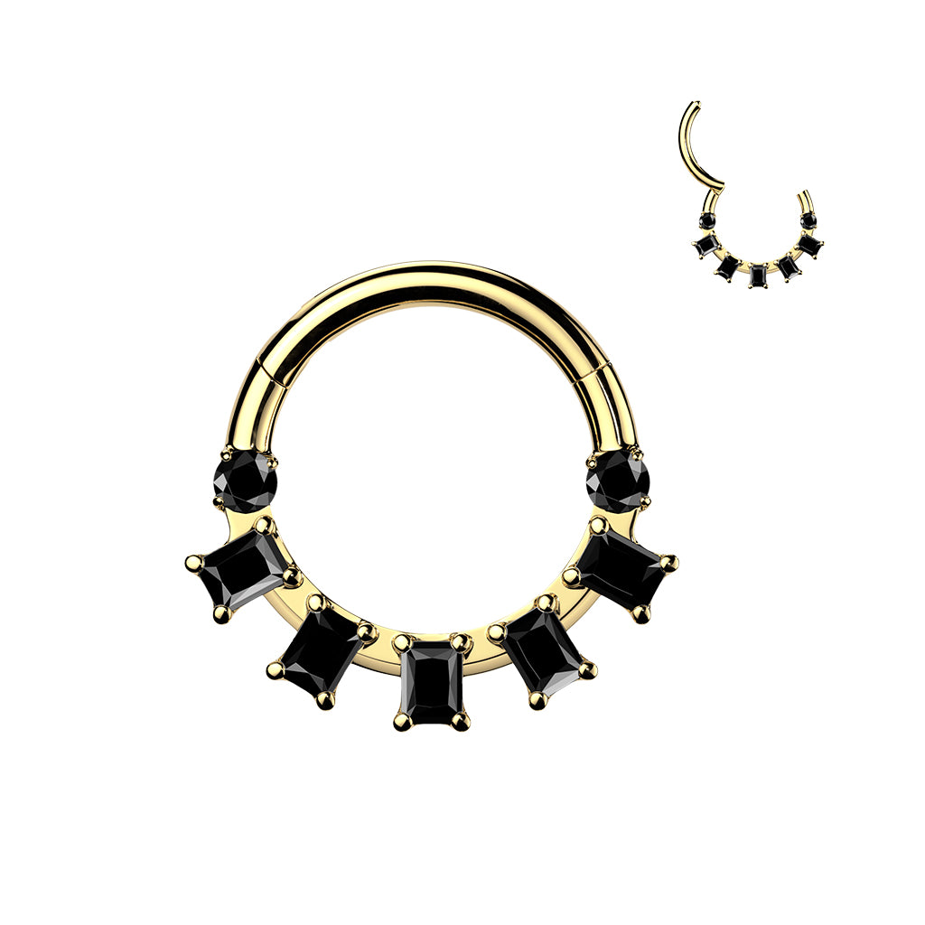 16G Forward Facing CZ Dramatic Glam Implant Grade Titanium Hinged Segment Ring