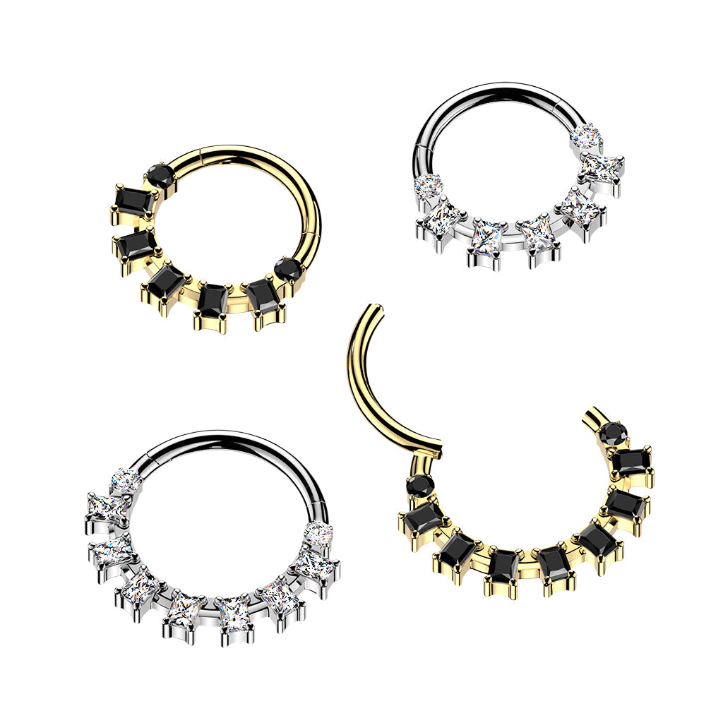 Dramatic CZ Implant Grade Titanium Segment Ring Hypoallergenic