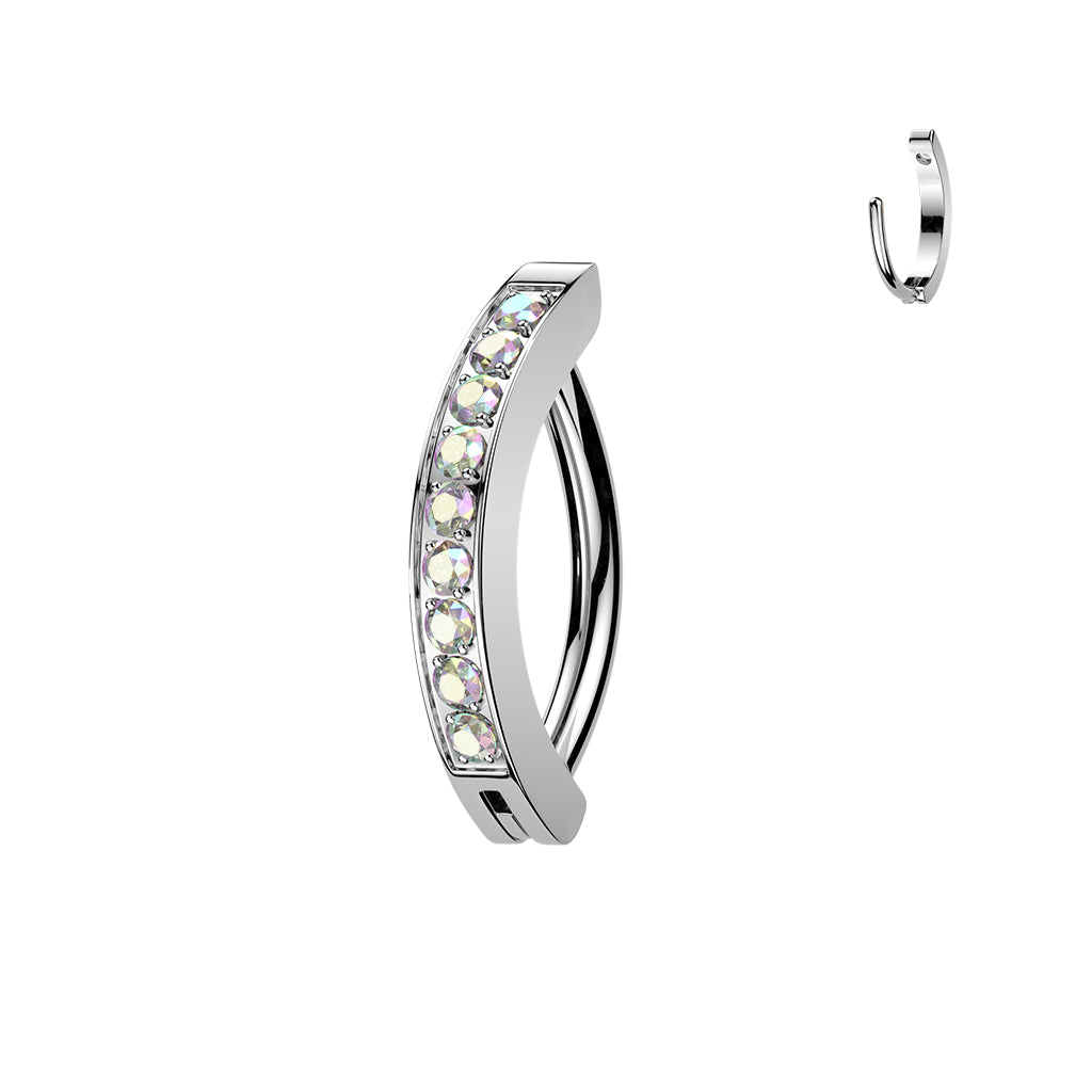 16G 5/16 Implant Grade Titanium Micro Gem Hinged Hoop Eyebrow Ring Cartilage Clicker Earring