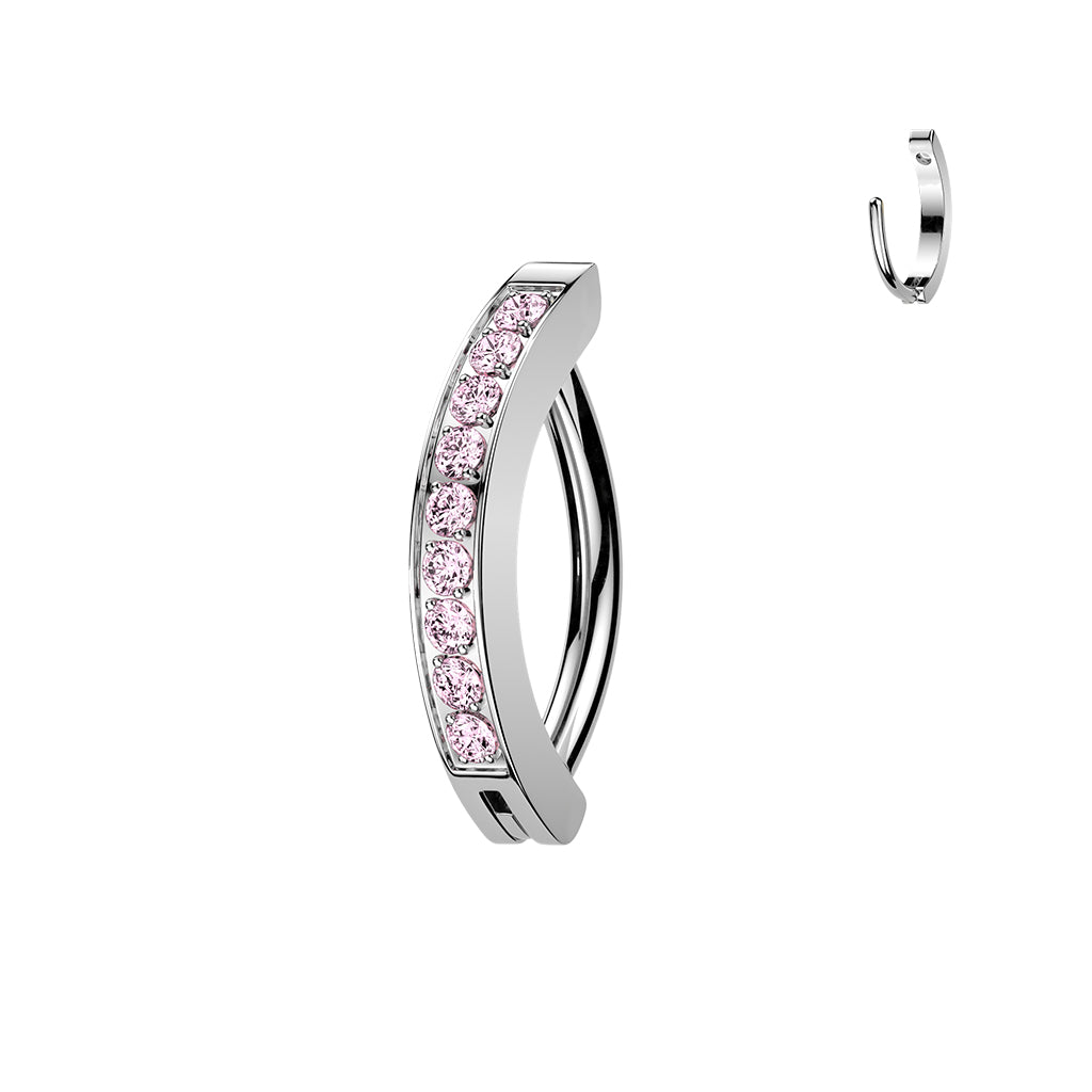 16G 5/16 Implant Grade Titanium Micro Gem Hinged Hoop Eyebrow Ring Cartilage Clicker Earring