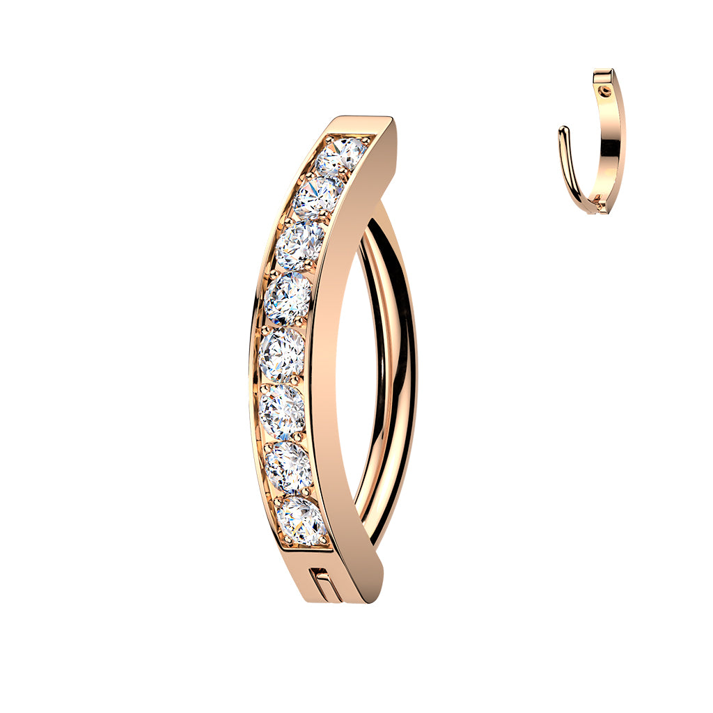 CZ Gem Classic Round Implant Grade Titanium Hinged Hoop Belly Ring