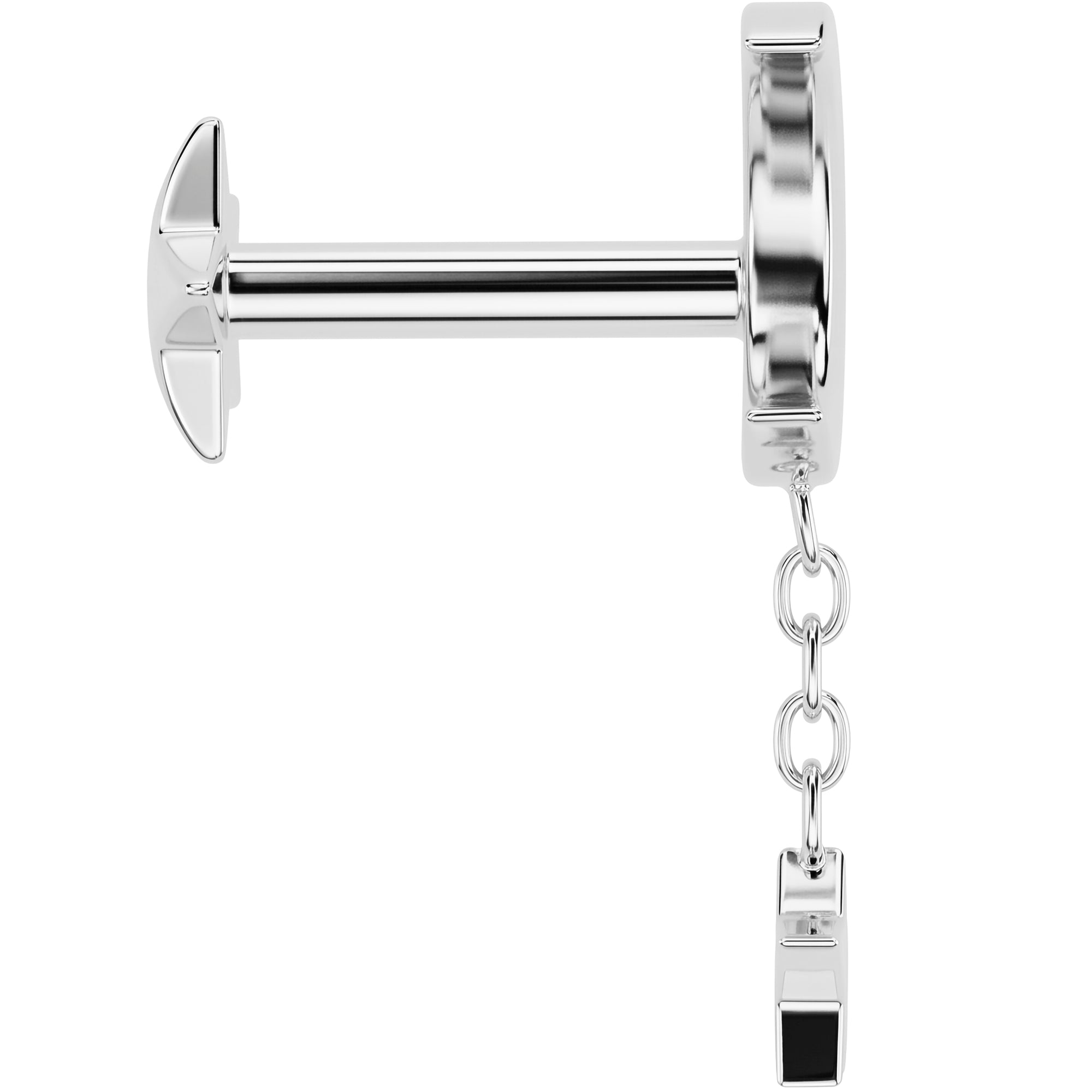 18G Implant Grade Titanium Reversible Threadless Push In Crescent Moon Star Dangle Flat Back Earring