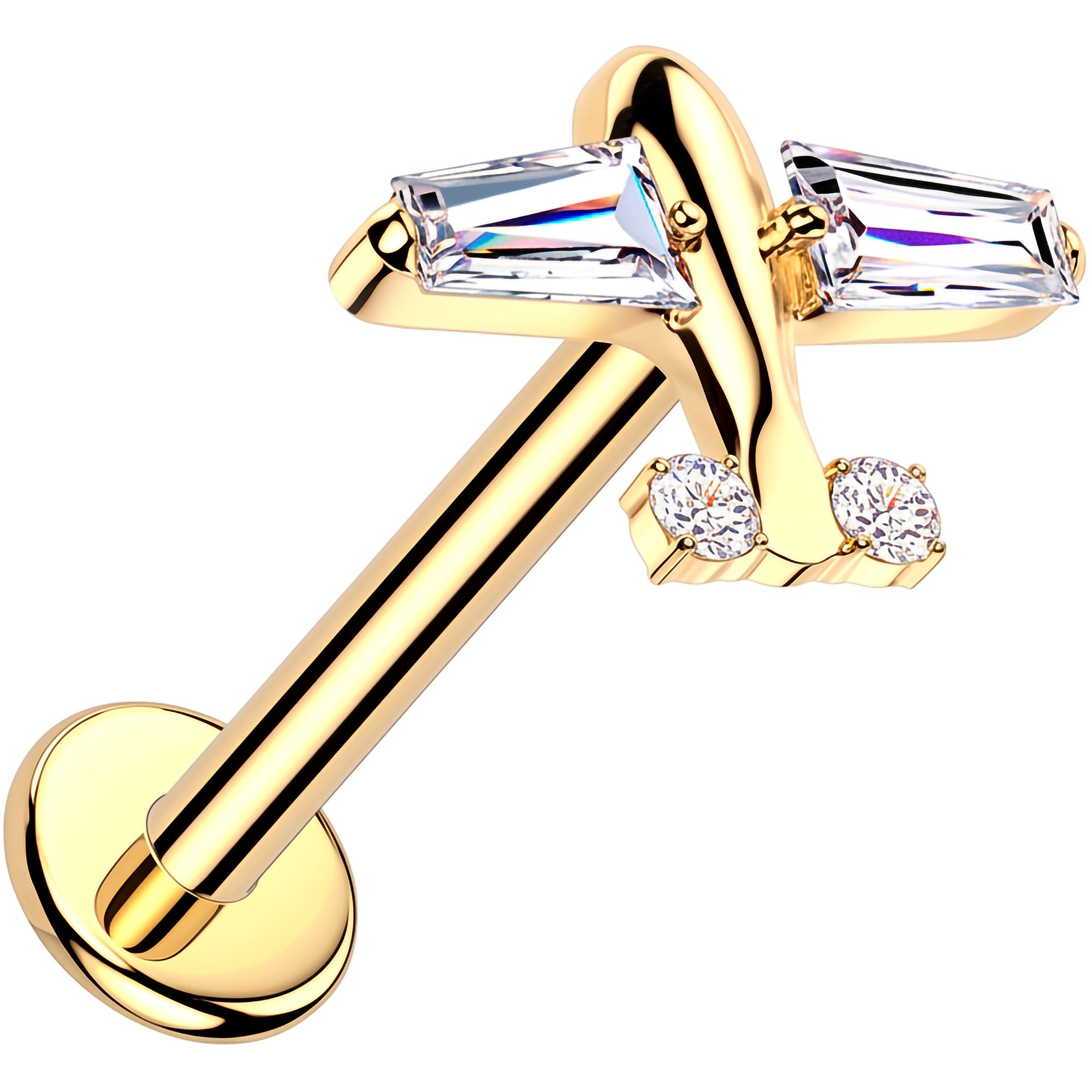 18G Implant Grade Titanium Threadless Push In CZ Airplane Flat Back Earring