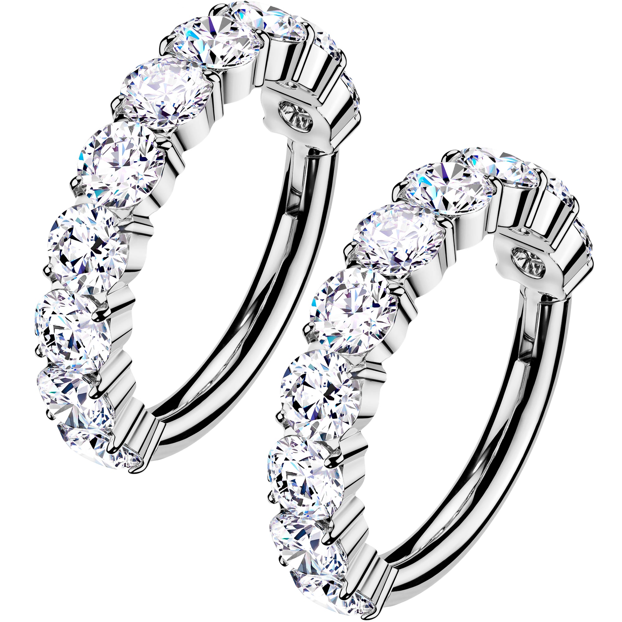 24k Gold Plated Implant Grade Titanium Hinged Segment Moissanite Hoop Earrings