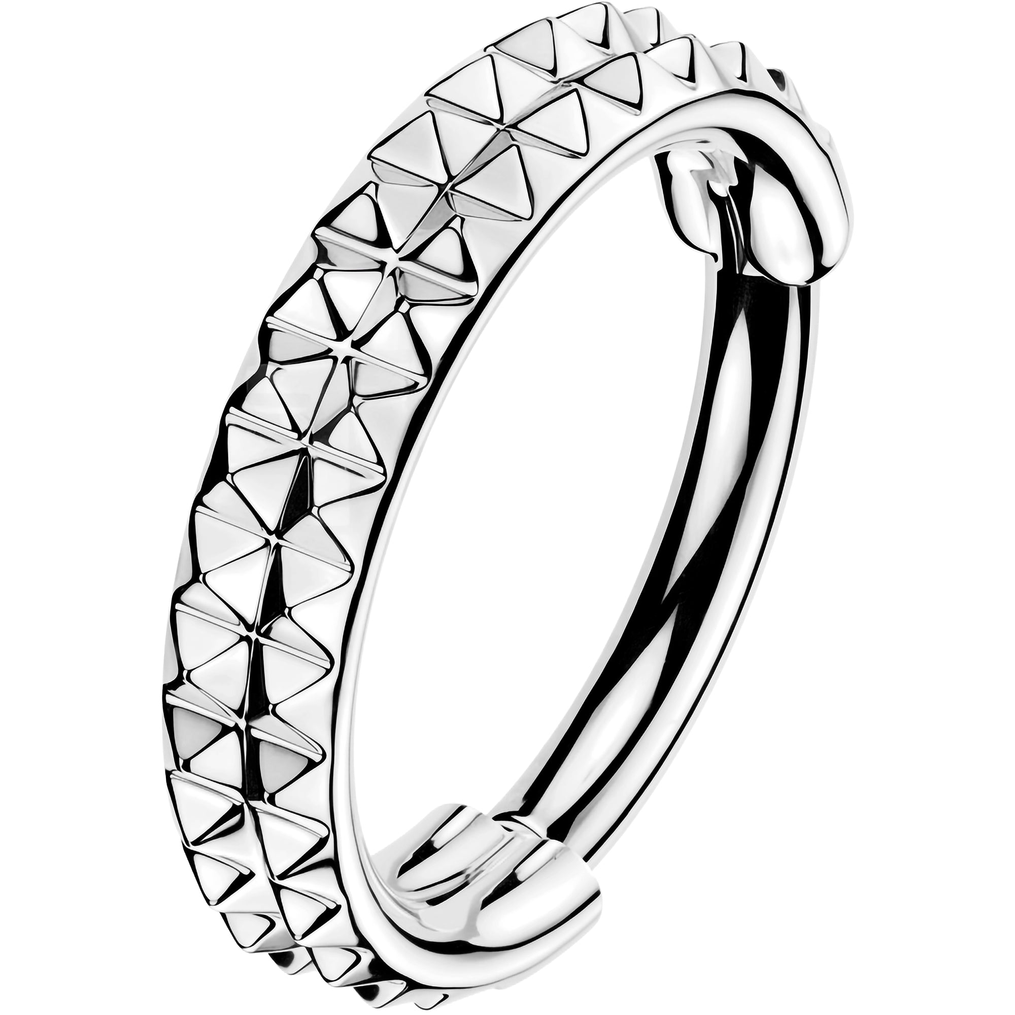 Implant Grade Titanium Hinged Segment Pyramid Hoop Earring
