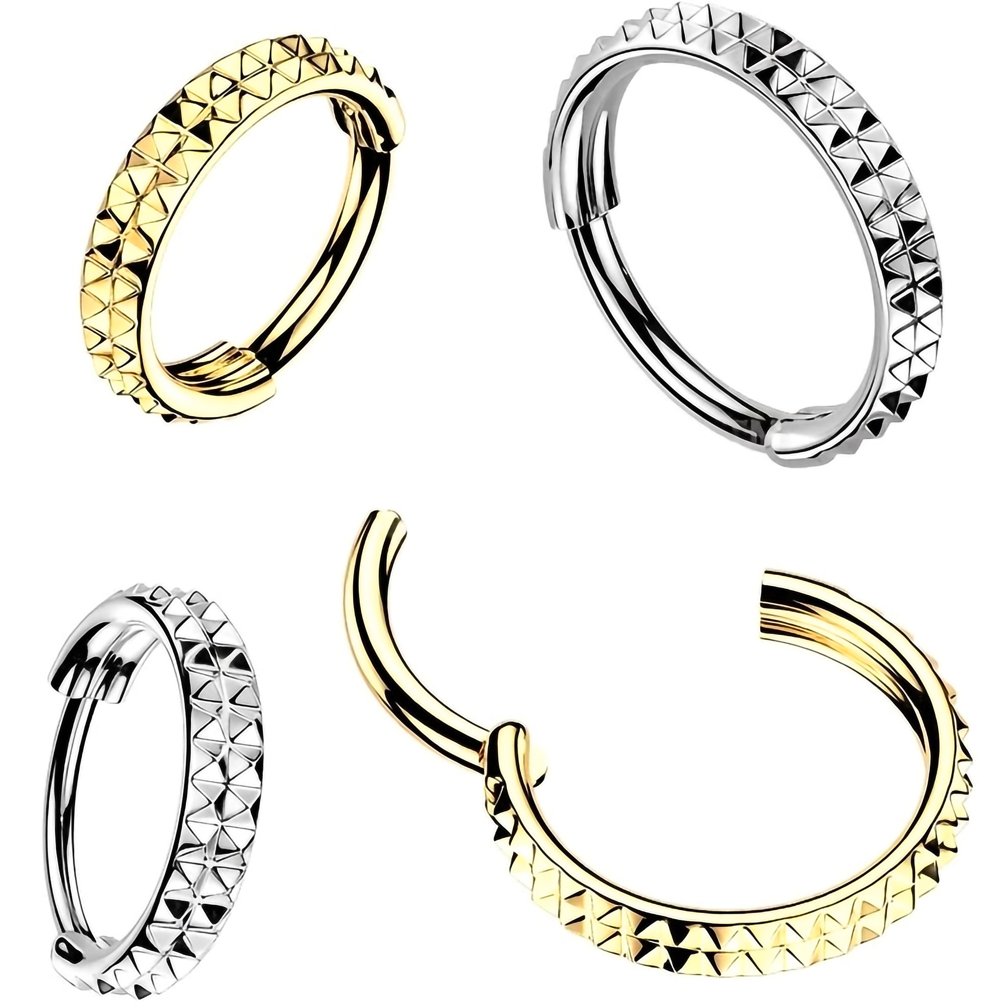 Implant Grade Titanium Hinged Segment Pyramid Hoop Earring