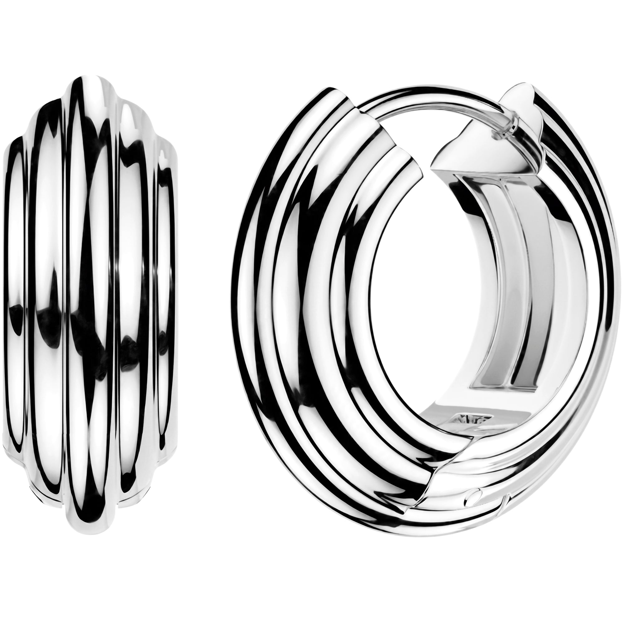Layered Huggie Hoop Earrings – 18G Surgical Steel Hinged Hoops
