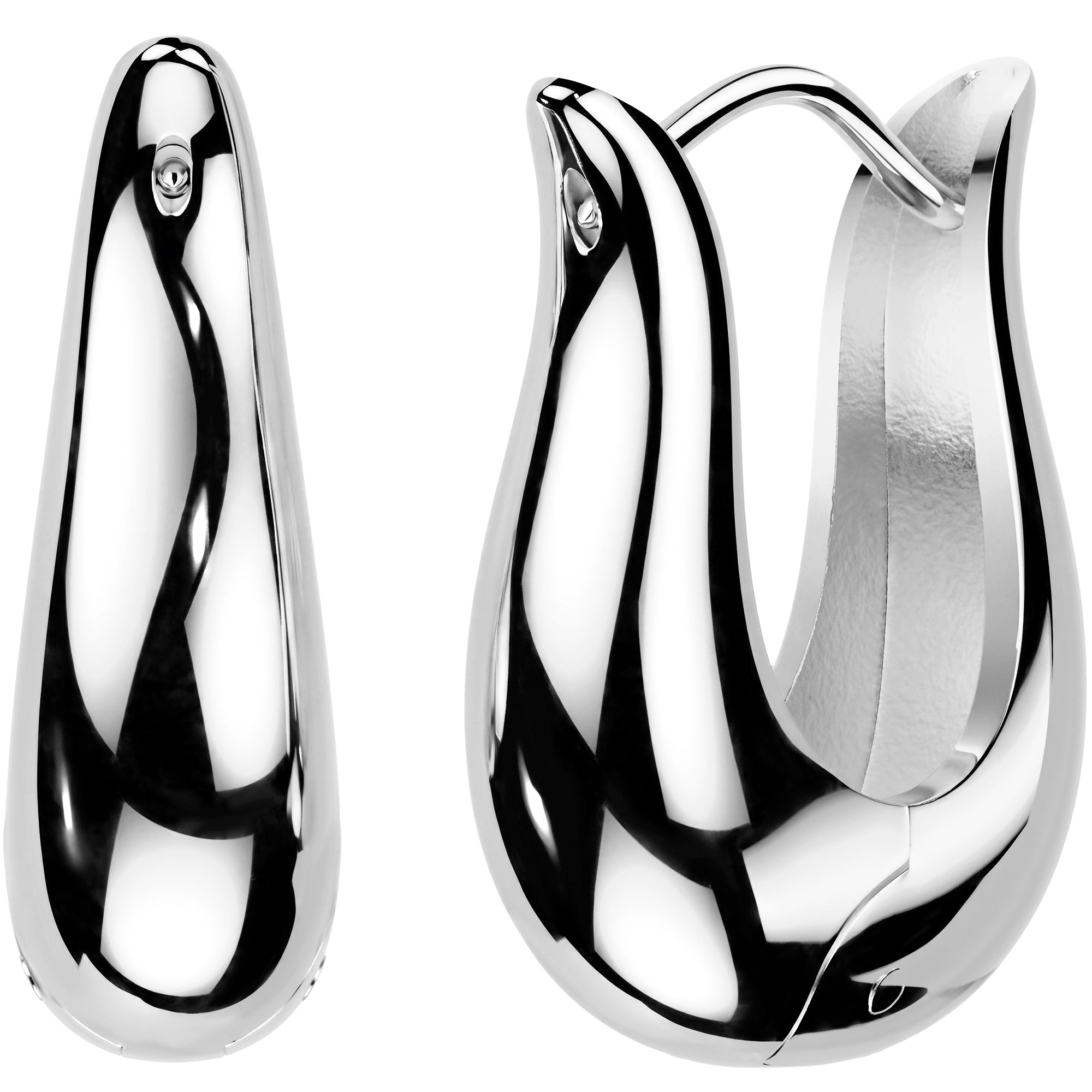 Wide Tulip Huggie Hoop Earrings – 20G Surgical Steel Hinged Hoops