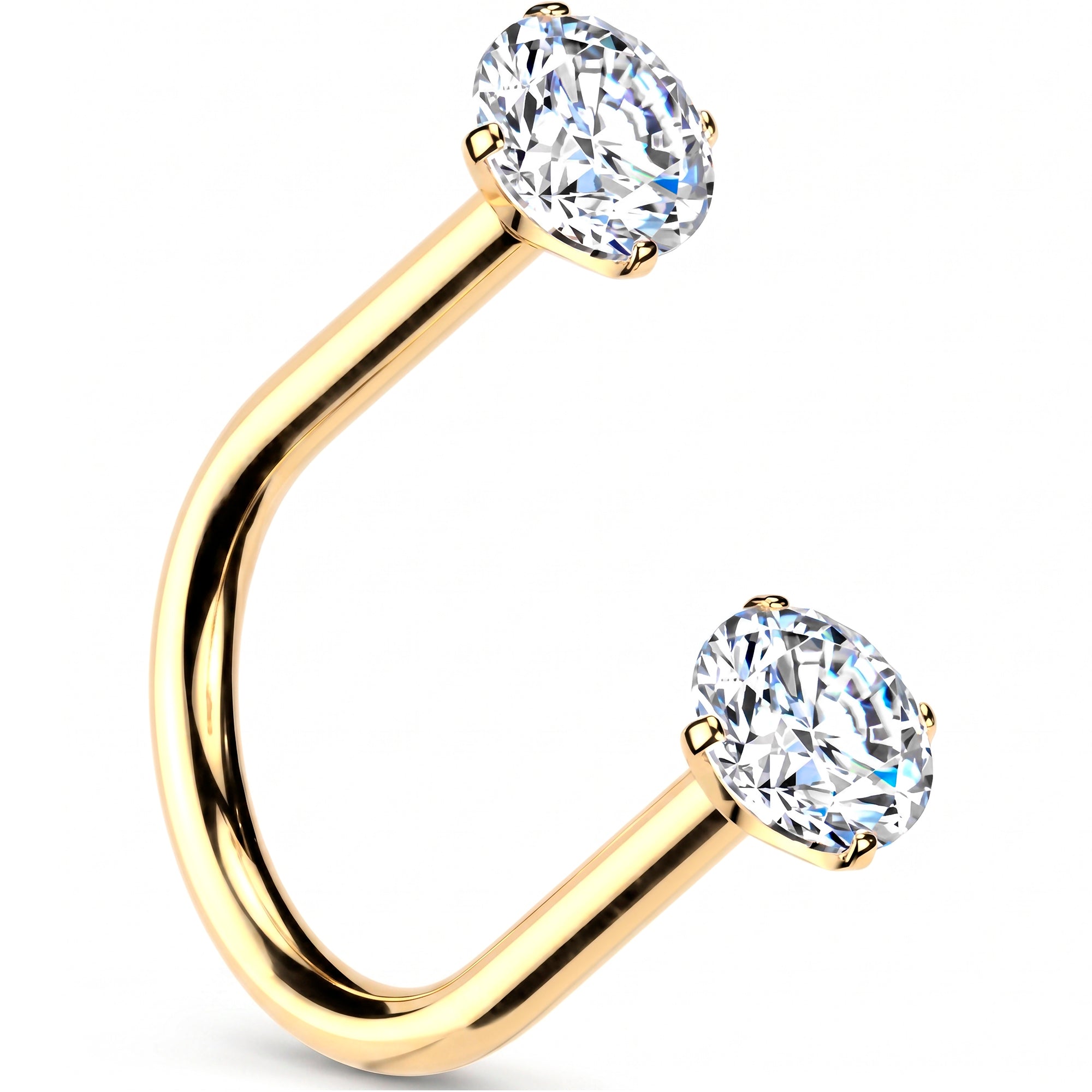 Titanium Prong-Set CZ U-Hoop Earring – 18G 5/16 Threadless Push-In