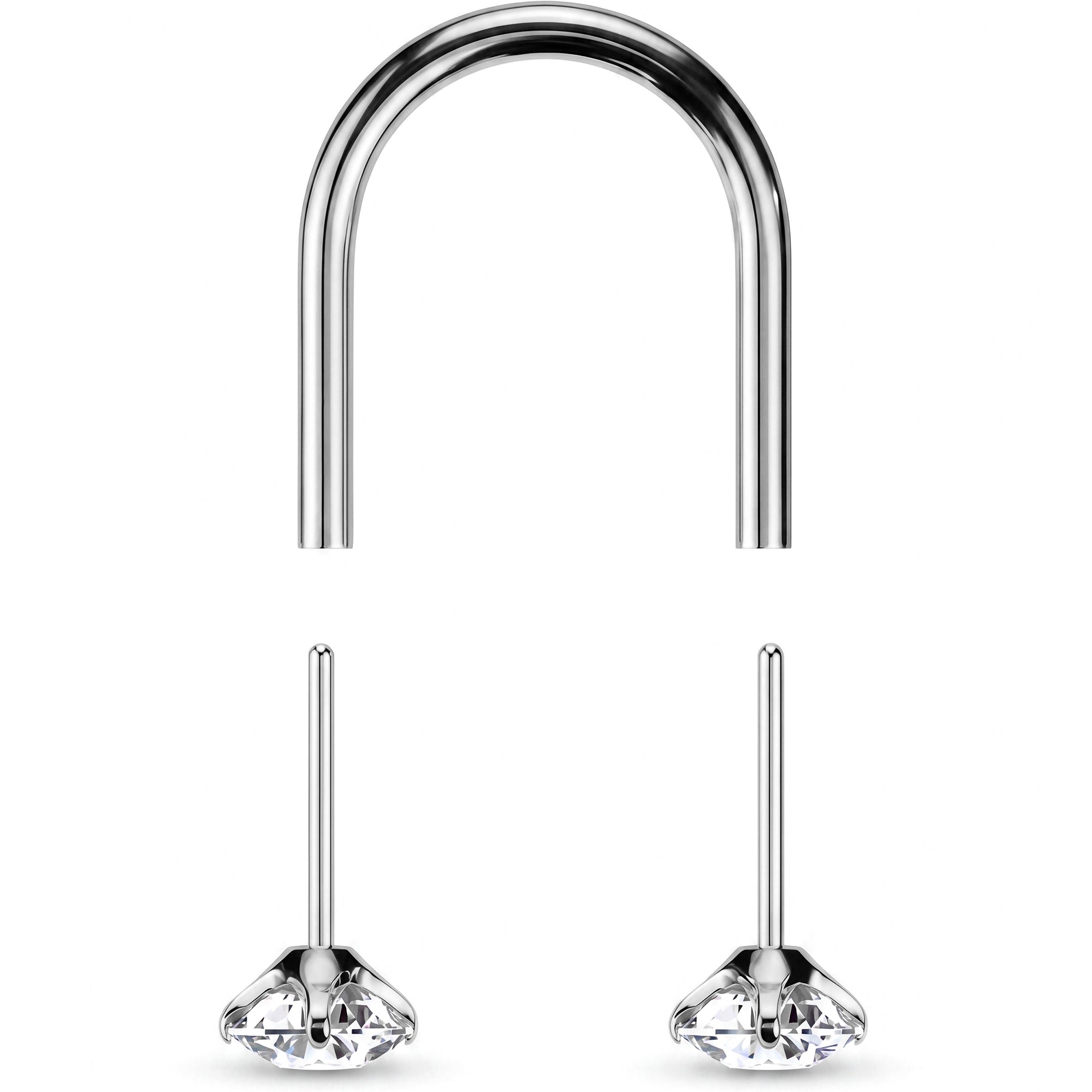 Titanium Push In U Hoop Tragus Helix Cartilage Earring with CZ