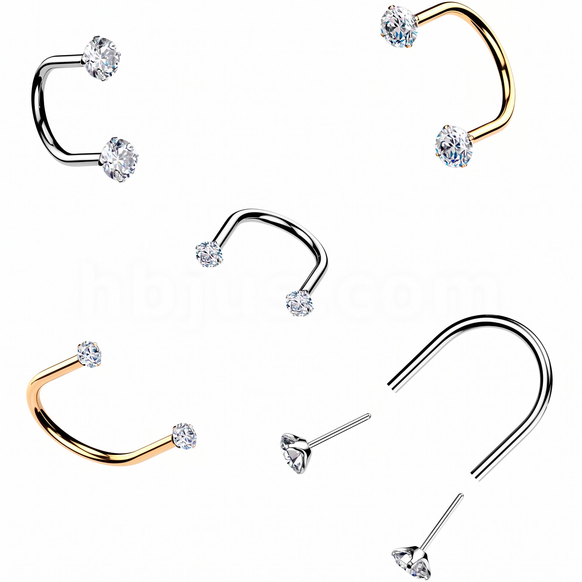 Titanium Prong-Set CZ U-Hoop Earring – 18G 5/16 Threadless Push-In