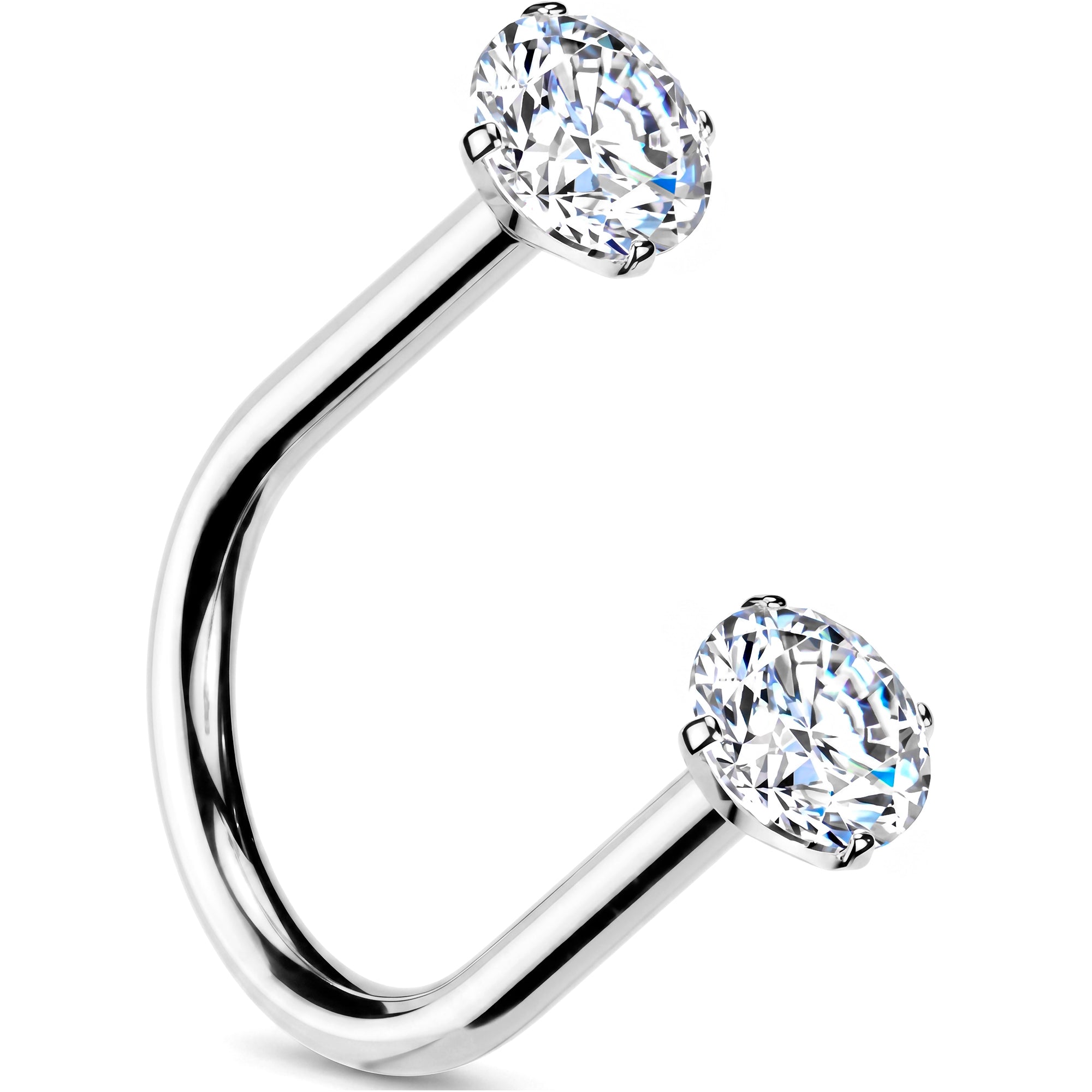 Titanium Prong-Set CZ U-Hoop Earring – 18G 5/16 Threadless Push-In
