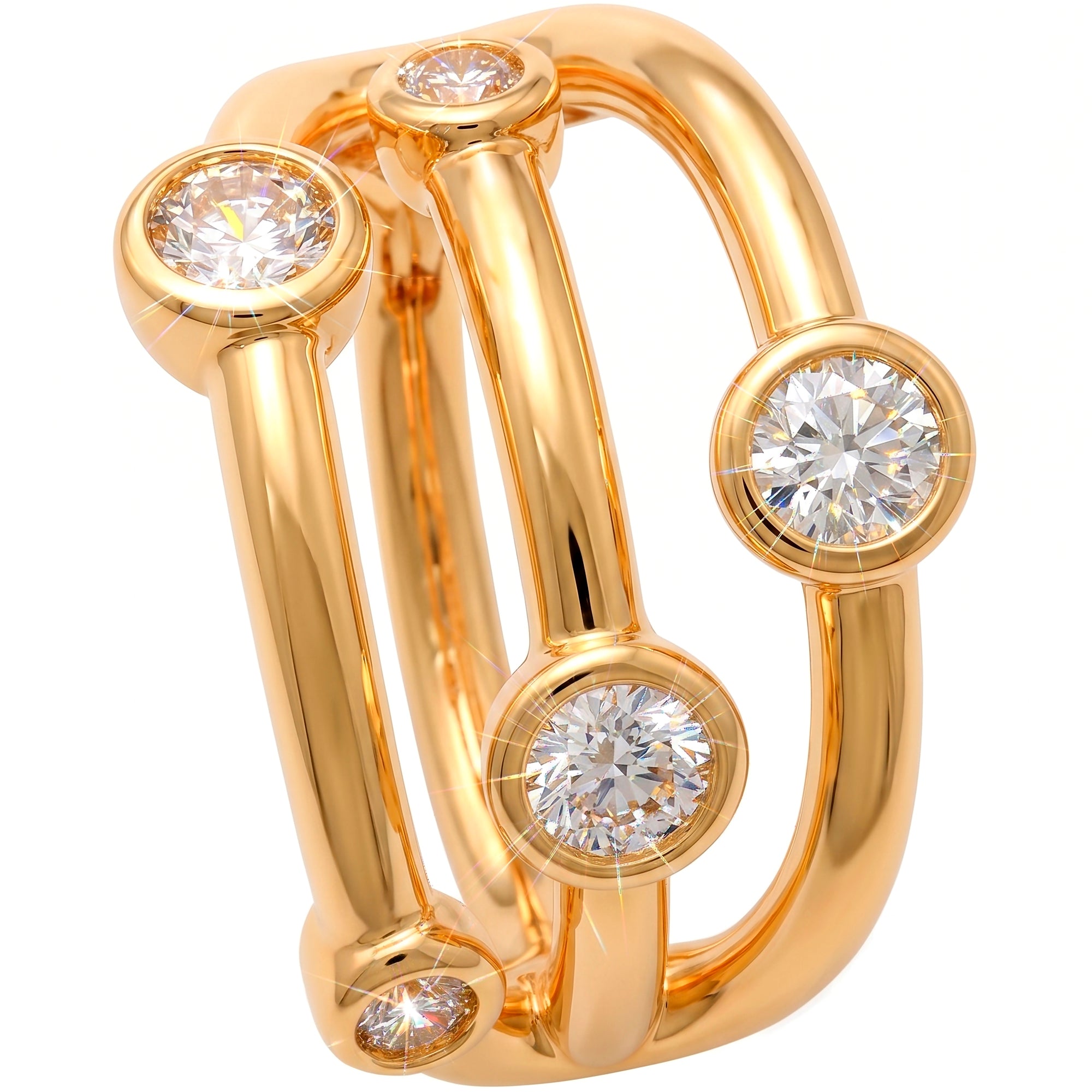 18G 5/16 Solid 14k Yellow Gold CZ Orbit Sparkle Hinged Segment Clicker Ring