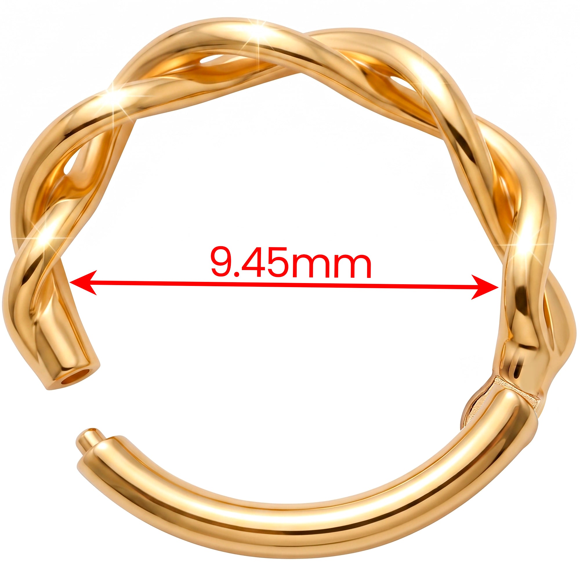 16G 3/8 Solid 14k Yellow Gold Forward Infinity Twist Hinged Segment Clicker Ring
