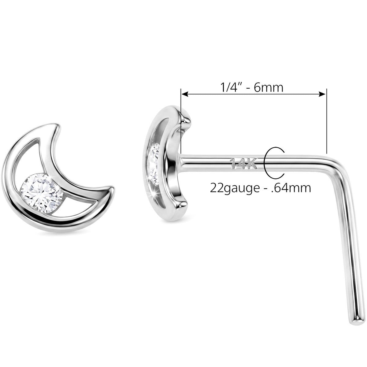 14k Gold Half Moon Nose Ring 22 Gauge