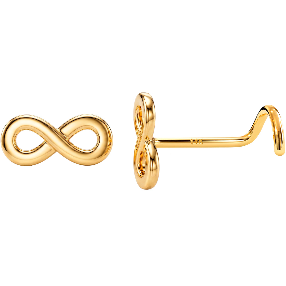 Solid 14k Yellow Gold Forever Infinity 22G Nose Screw Ring