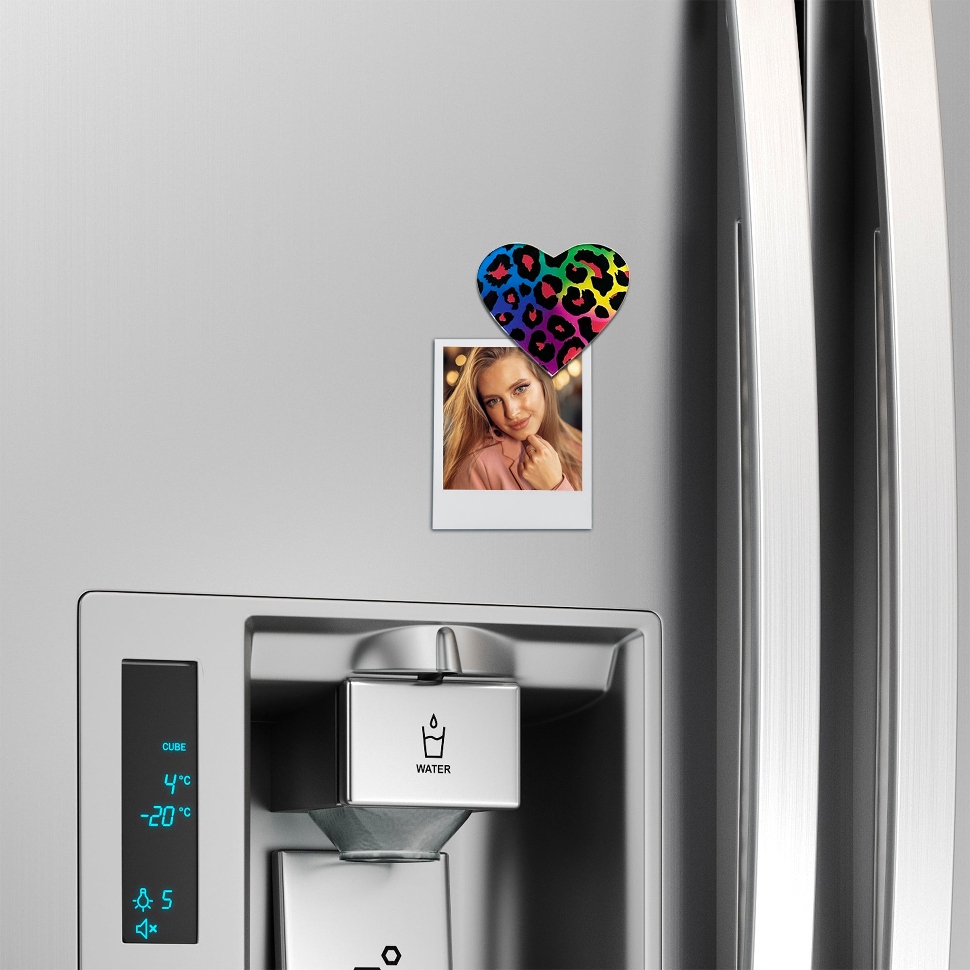 Acrylicious Rainbow Cheetah Print Heart Magnet by Onyx O