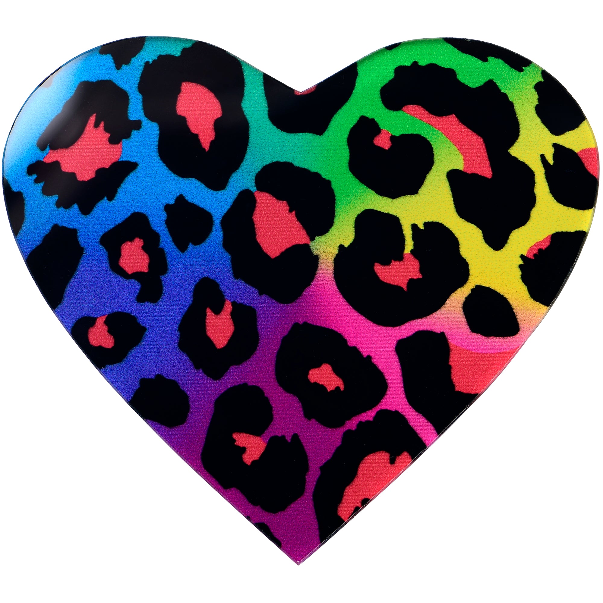 Acrylicious Rainbow Cheetah Print Heart Magnet by Onyx O