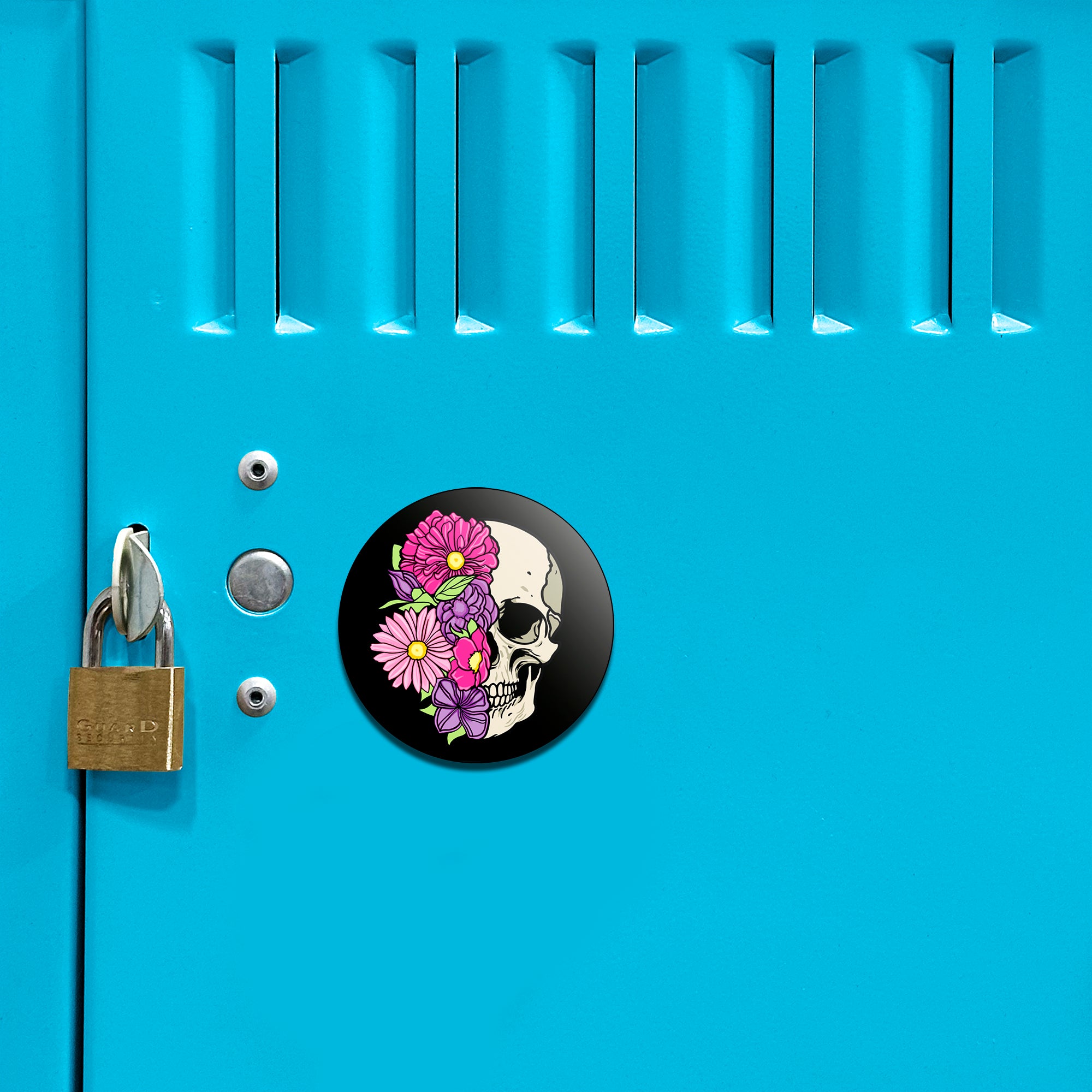 Acrylicious Floral Flowers Skull Magnet by Onyx O