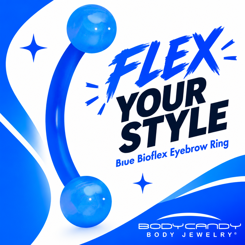 16G 5/16 Acrylic Ball Bioflex Blue Flexible Eyebrow Ring