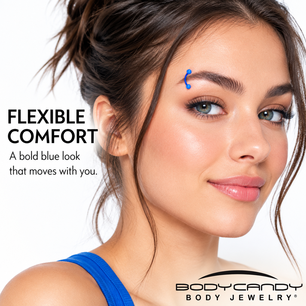 16G 5/16 Acrylic Ball Bioflex Blue Flexible Eyebrow Ring