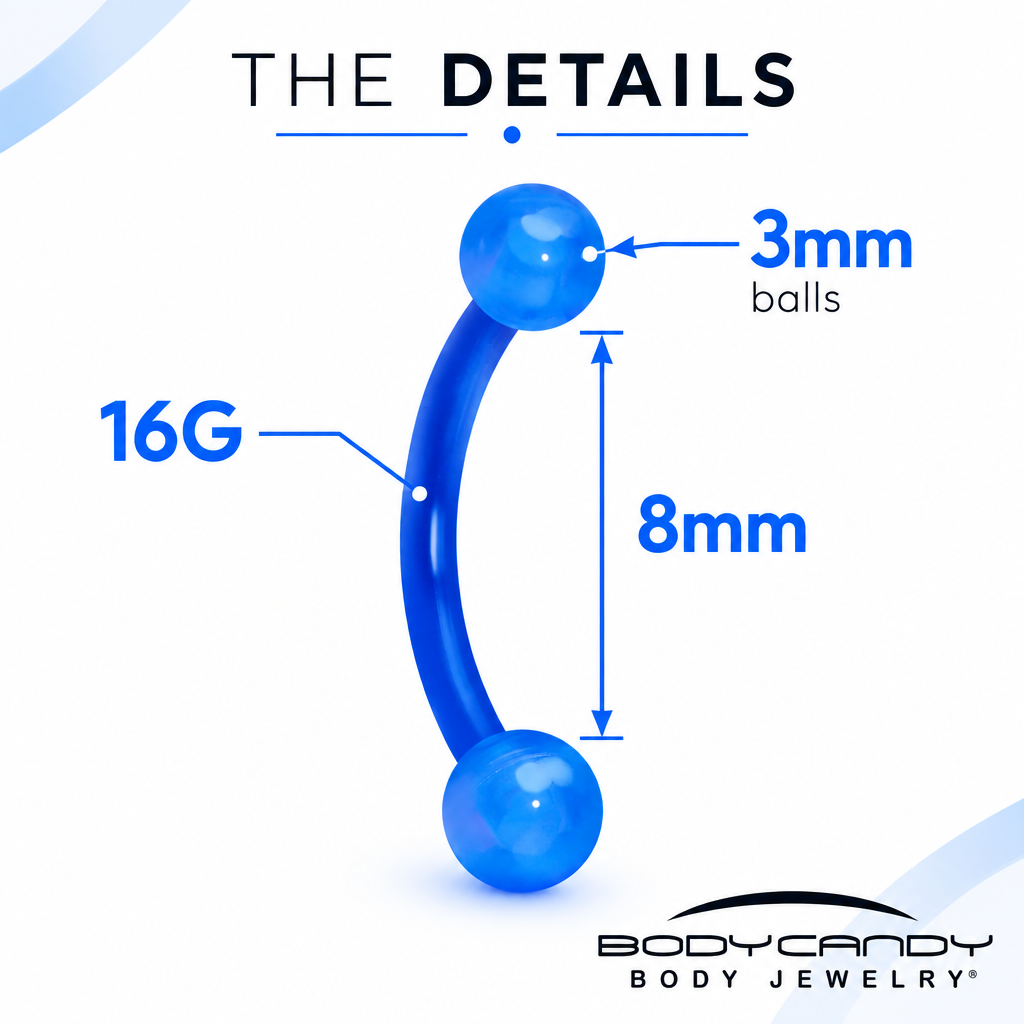 16G 5/16 Acrylic Ball Bioflex Blue Flexible Eyebrow Ring