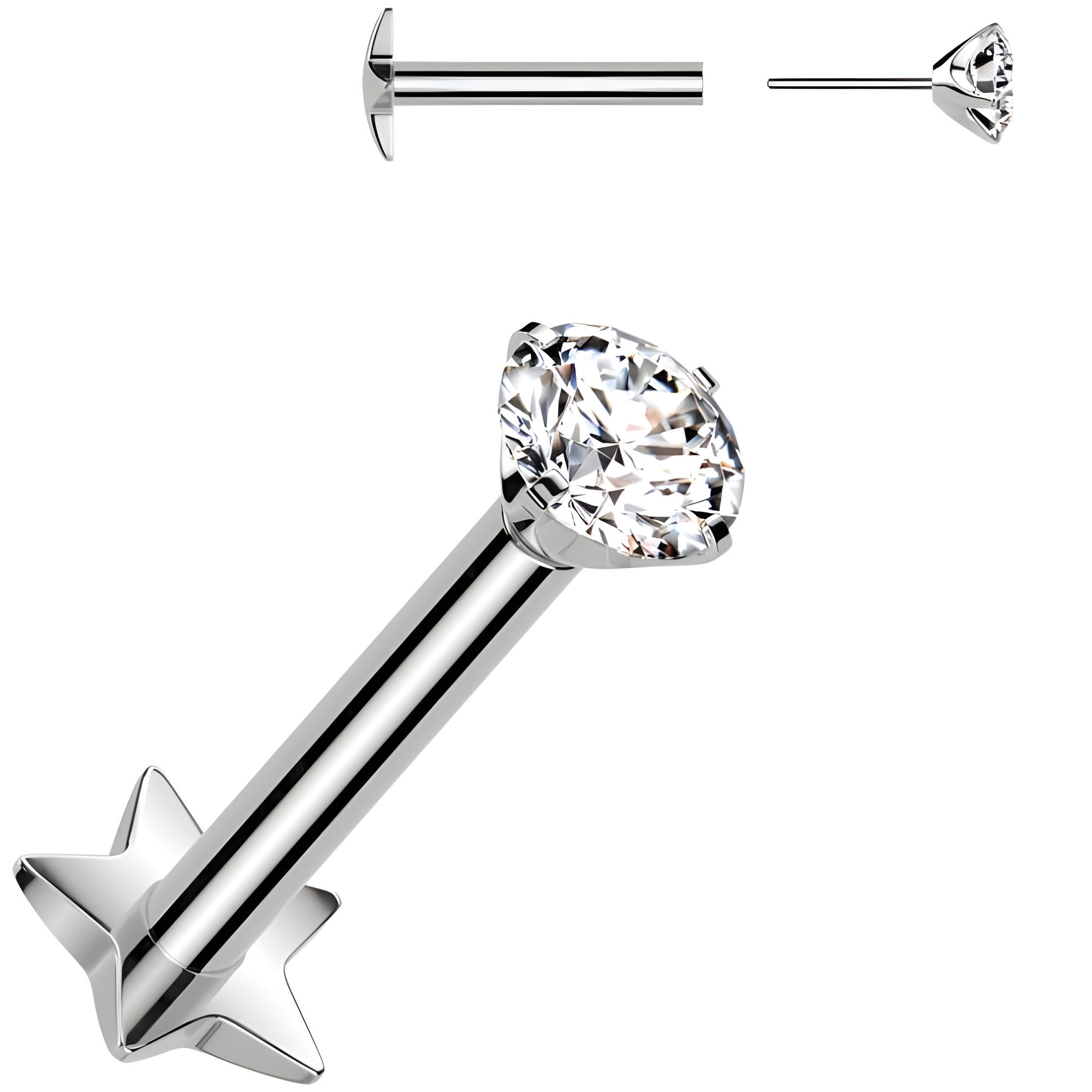 Flat Back Earrings Stud Titanium 18 Gauge 3mm CZ Reversible Star Back flat-back-earrings-stud-titanium-18-gauge-3mm-cz-reversible-star-back