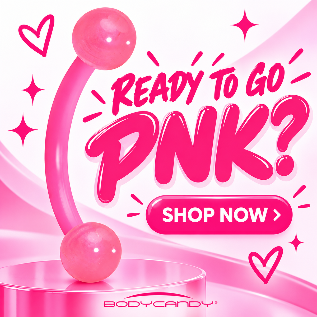 16G 5/16 Acrylic Ball Bioflex Pink Flexible Eyebrow Ring